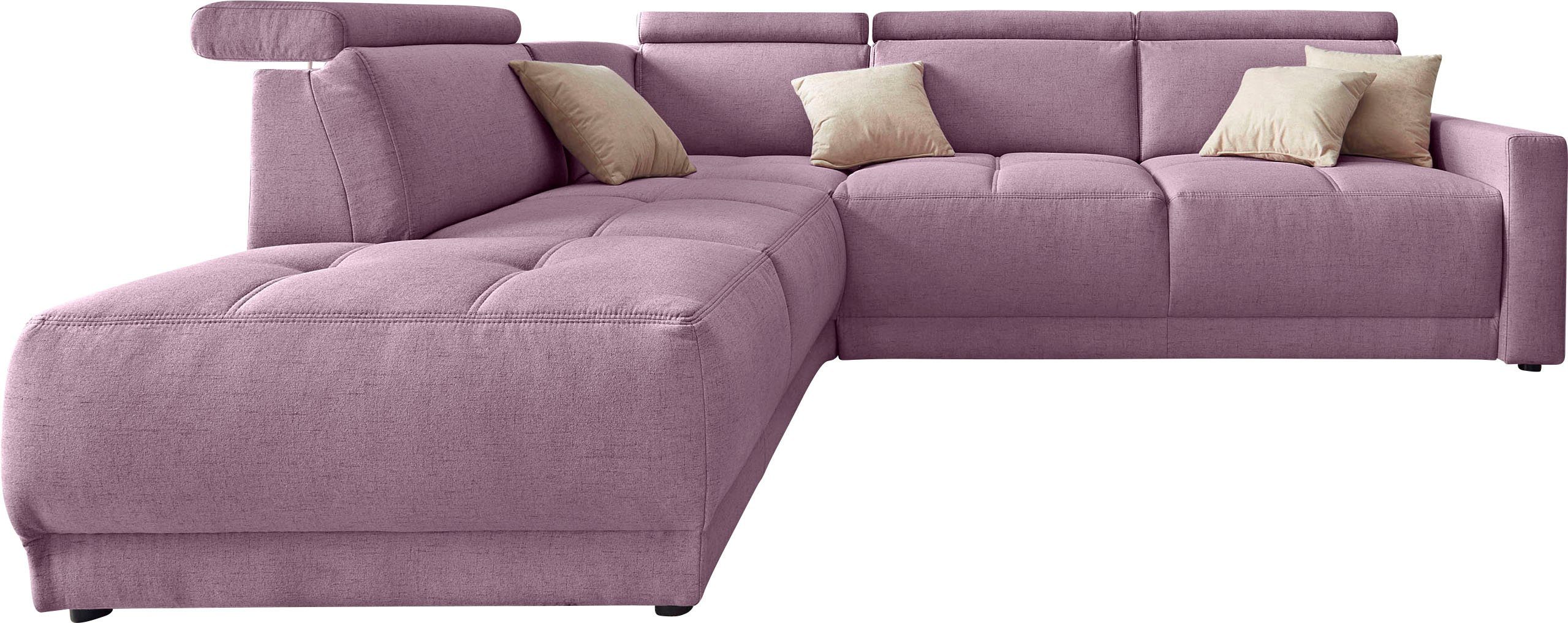 DOMO collection Hoekbank Ava, moderne zitstiksels met mooie dubbele naad, comfortabel, L-vorm