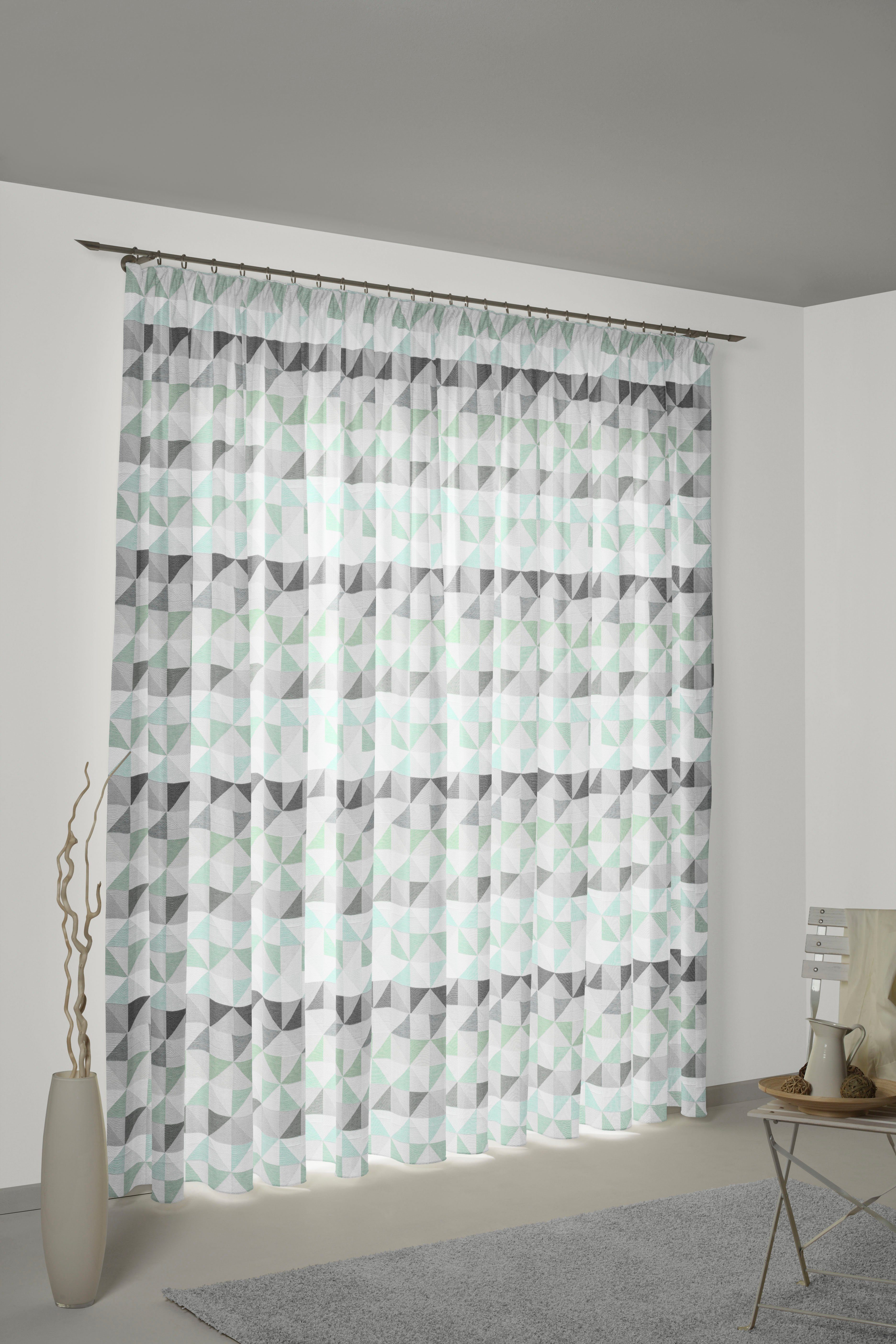 Wirth Gordijn BERLARE (1 stuk) kant & klaar gordijnen maat 132 cm x 355 cm groen