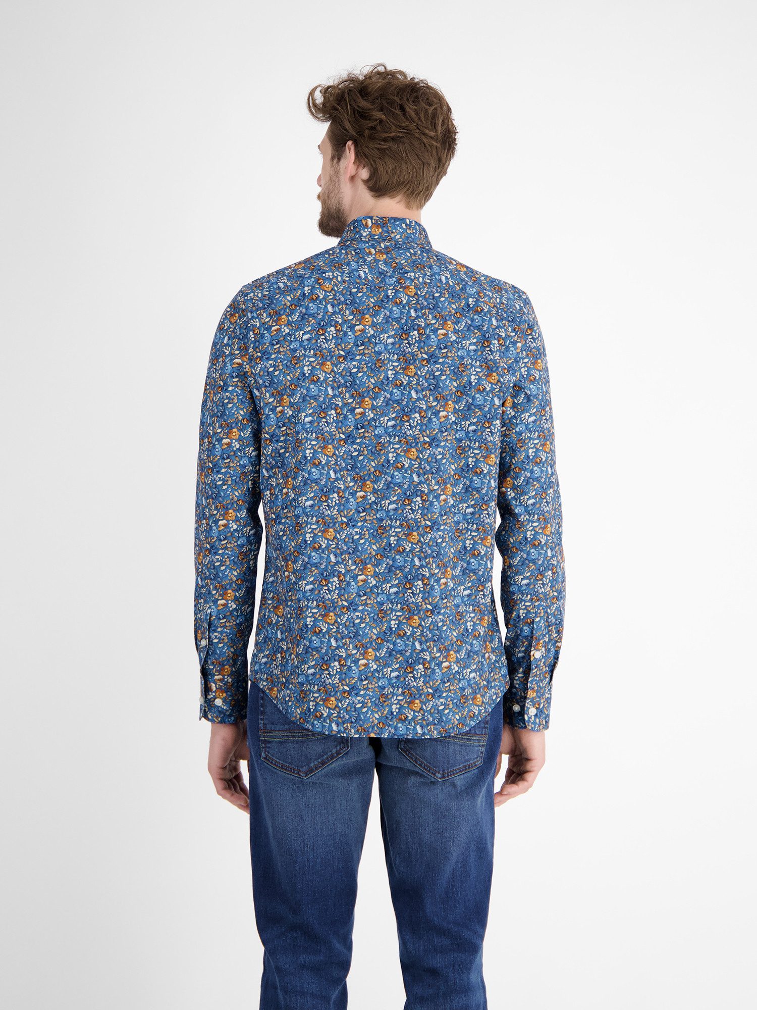 Lerros Overhemd met lange mouwen LERROS Stretch heren overhemd FLOWERS
