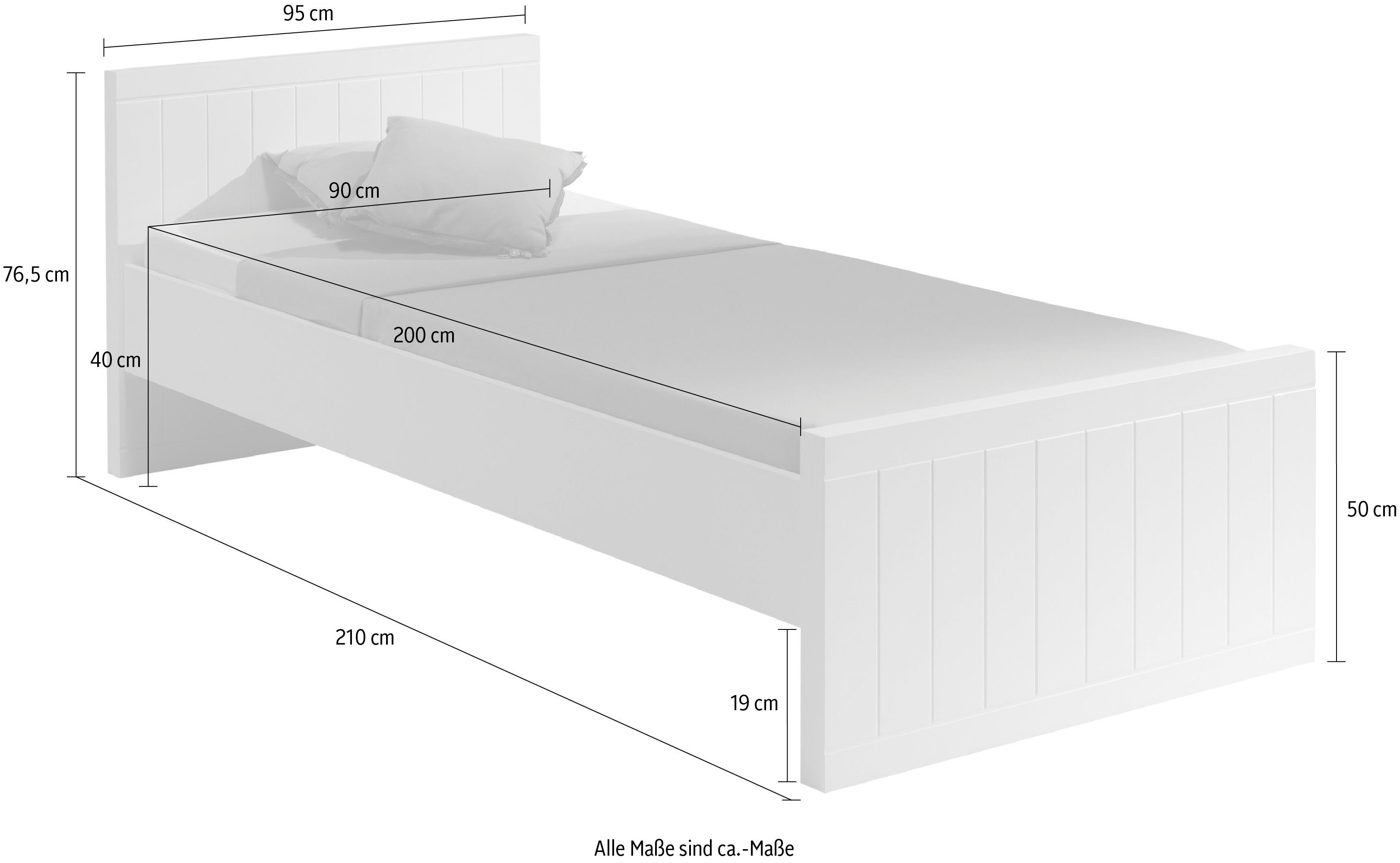 Vipack 1-persoonsledikant Robin, ligoppervlak 90/200 cm, MDF wit gelakt, strak design