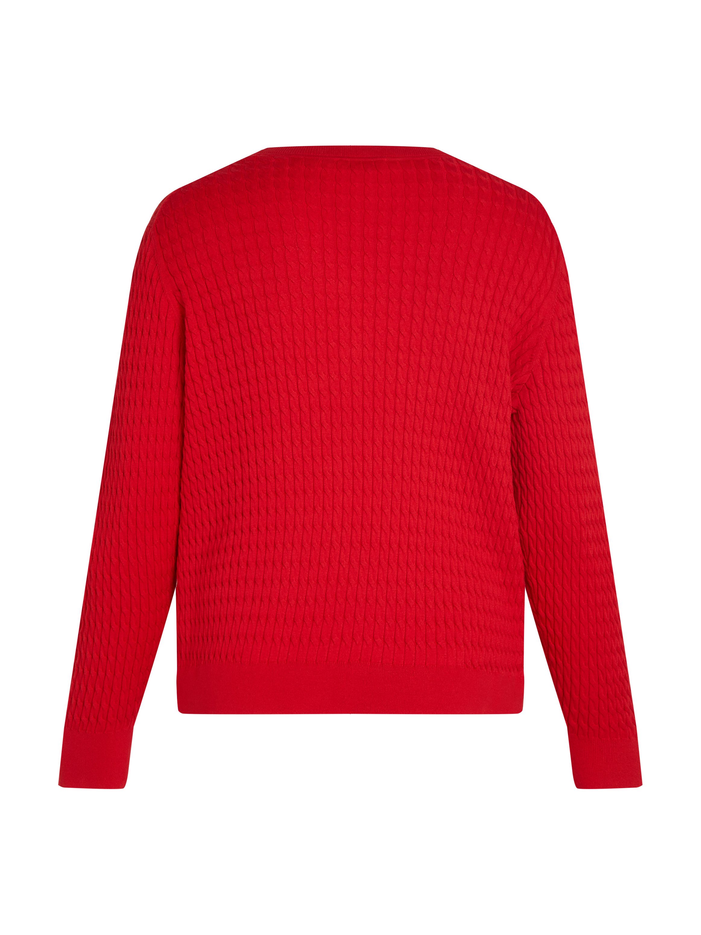 Tommy Hilfiger Curve Trui met ronde hals CRV CO CABLE C-NK LS SWEATER in grote maten, kabelpatroon, logoborduursel