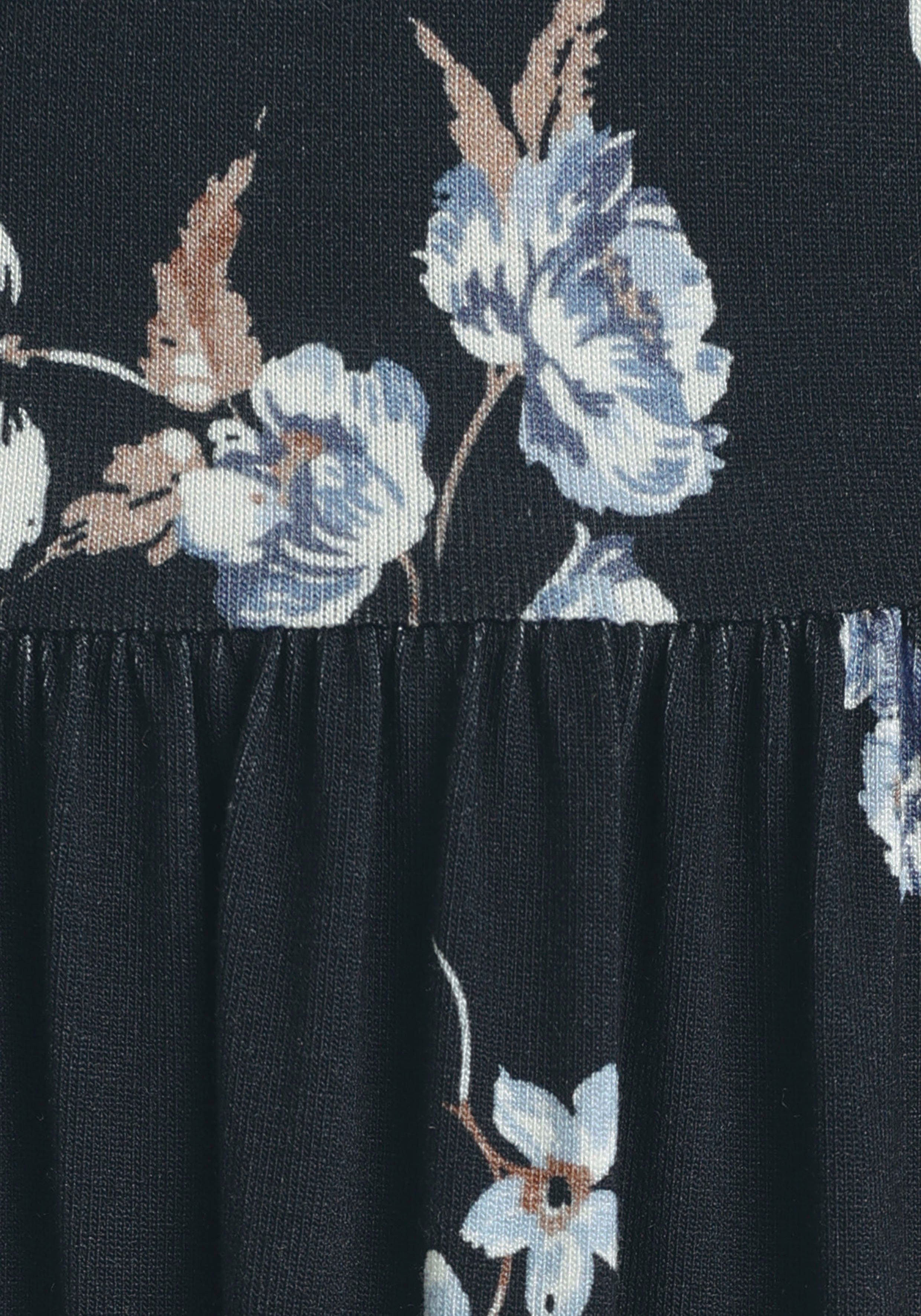 Laura Scott Jerseyjurk met ruches en bloemenpatroon