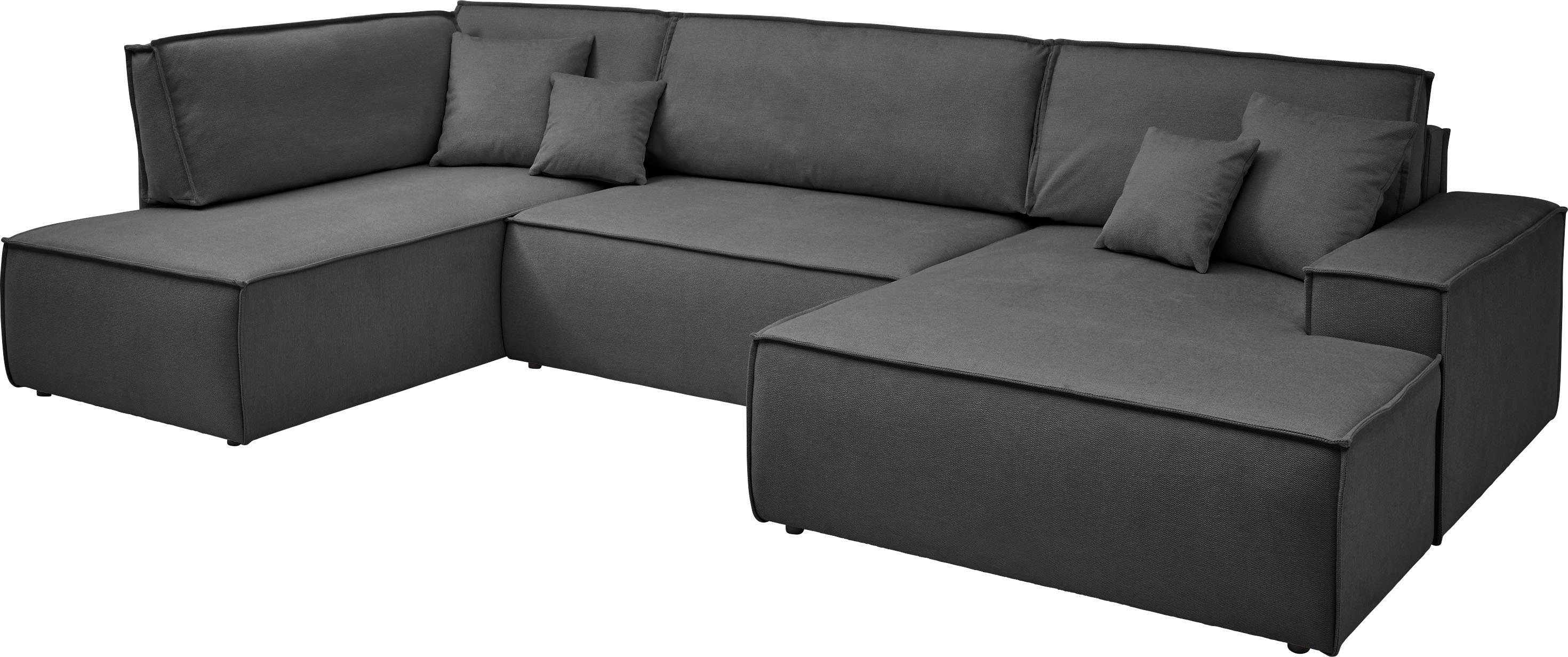 andas Zithoek FINNLEY U-model XXL 329 cm, bedbank, slaapfunctie m. bedkist