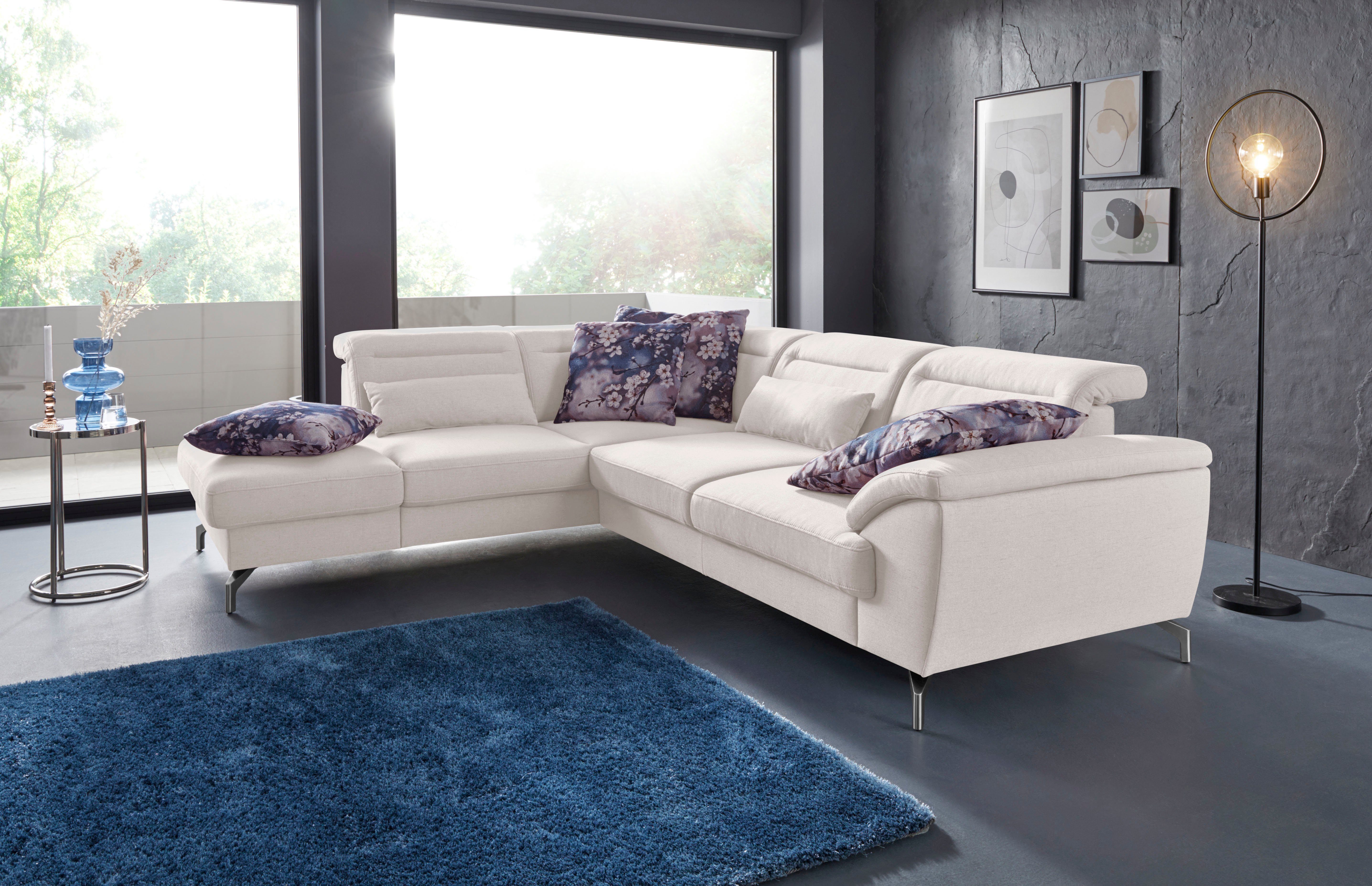 sit&more Hoekbank Percy L-vorm 12 cm poothoogte, zitdiepteverstelling, naar keuze in 2 pootkleuren