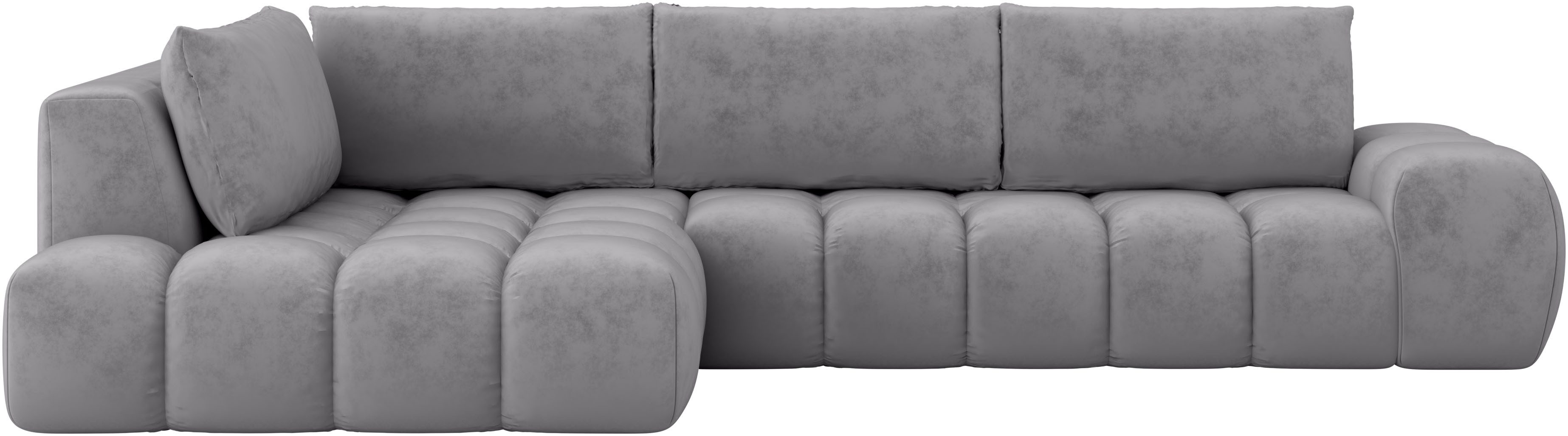 INOSIGN Hoekbank AZITA designsofa, elegant en comfortabel L-vorm, bubbel-look losse rugkussens, droomachtige stiksels, afmetingen b/d/h: 352/210/72 cm