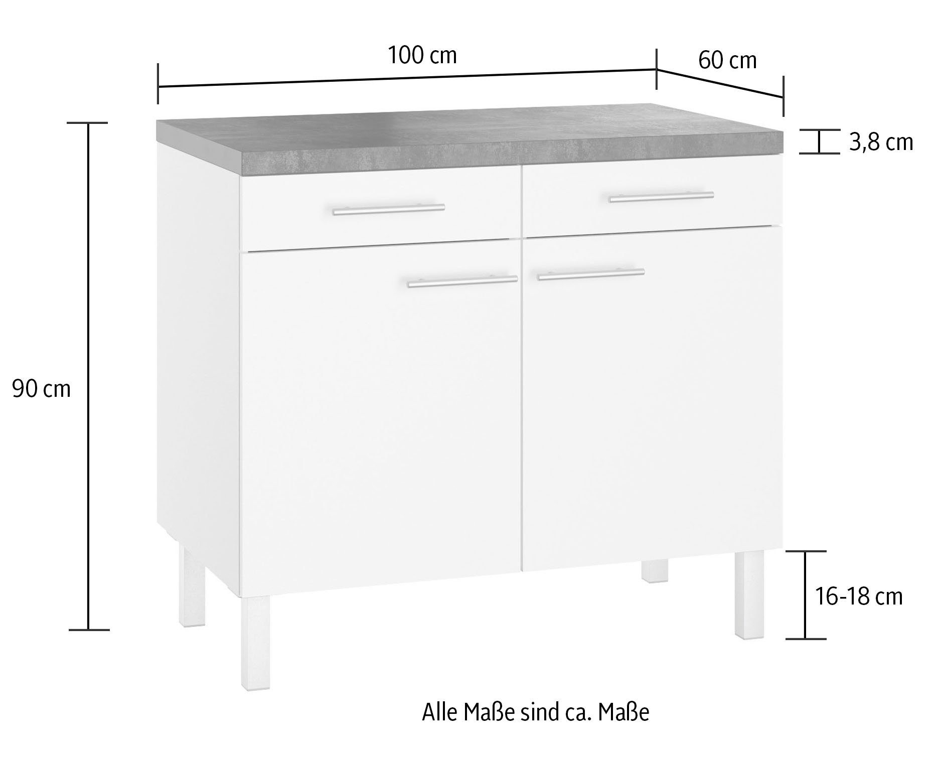 OPTIFIT Onderkast Breedte 100 cm, 2 deuren, 2 laden