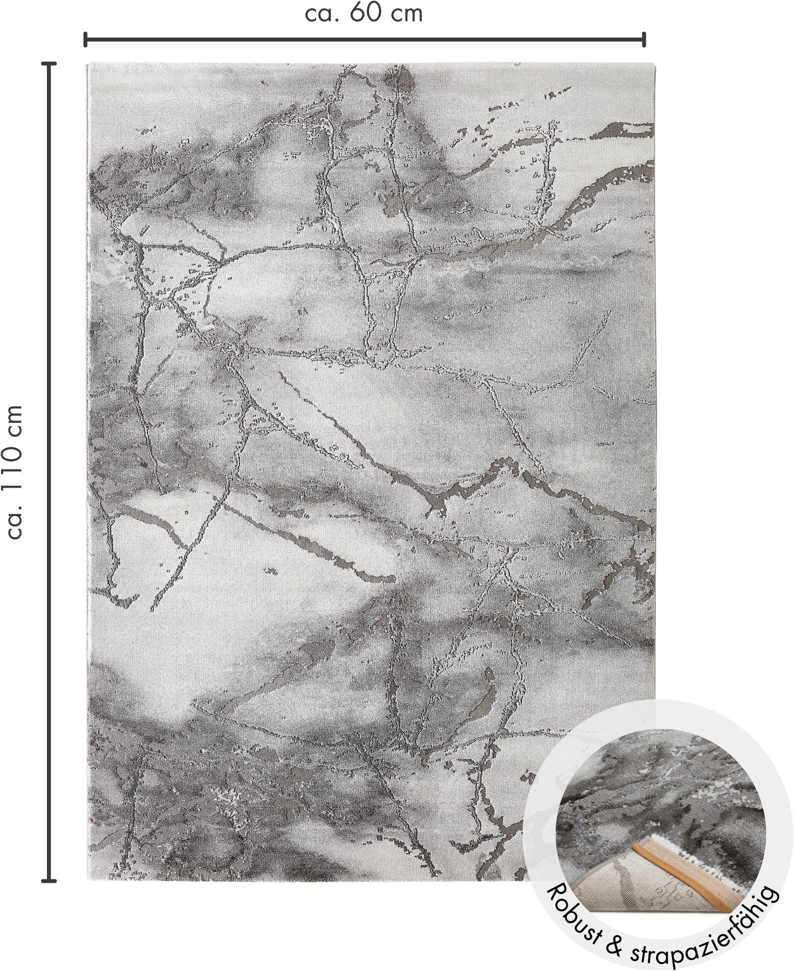 LUXOR living Vloerkleed Phoenix modern marmerontwerp, hoog-laag effect, zijde-look, woonkamer