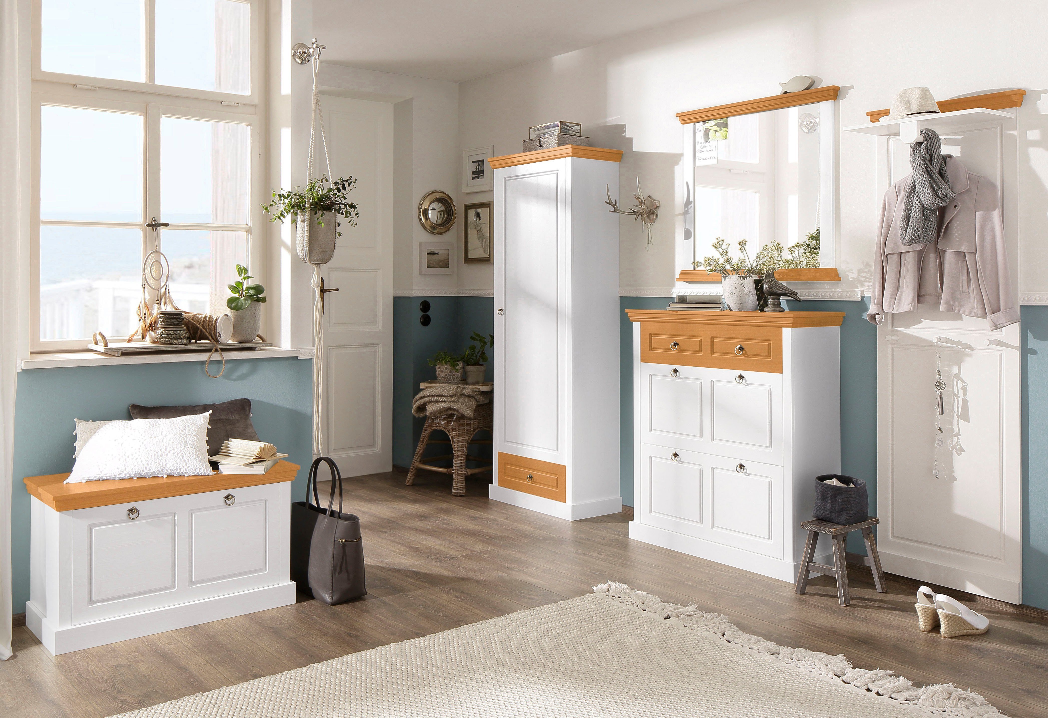 Home affaire Kapstokpaneel Basilico van massieve dennen, fsc®, breedte 60 cm, met kledingstang, houten haken