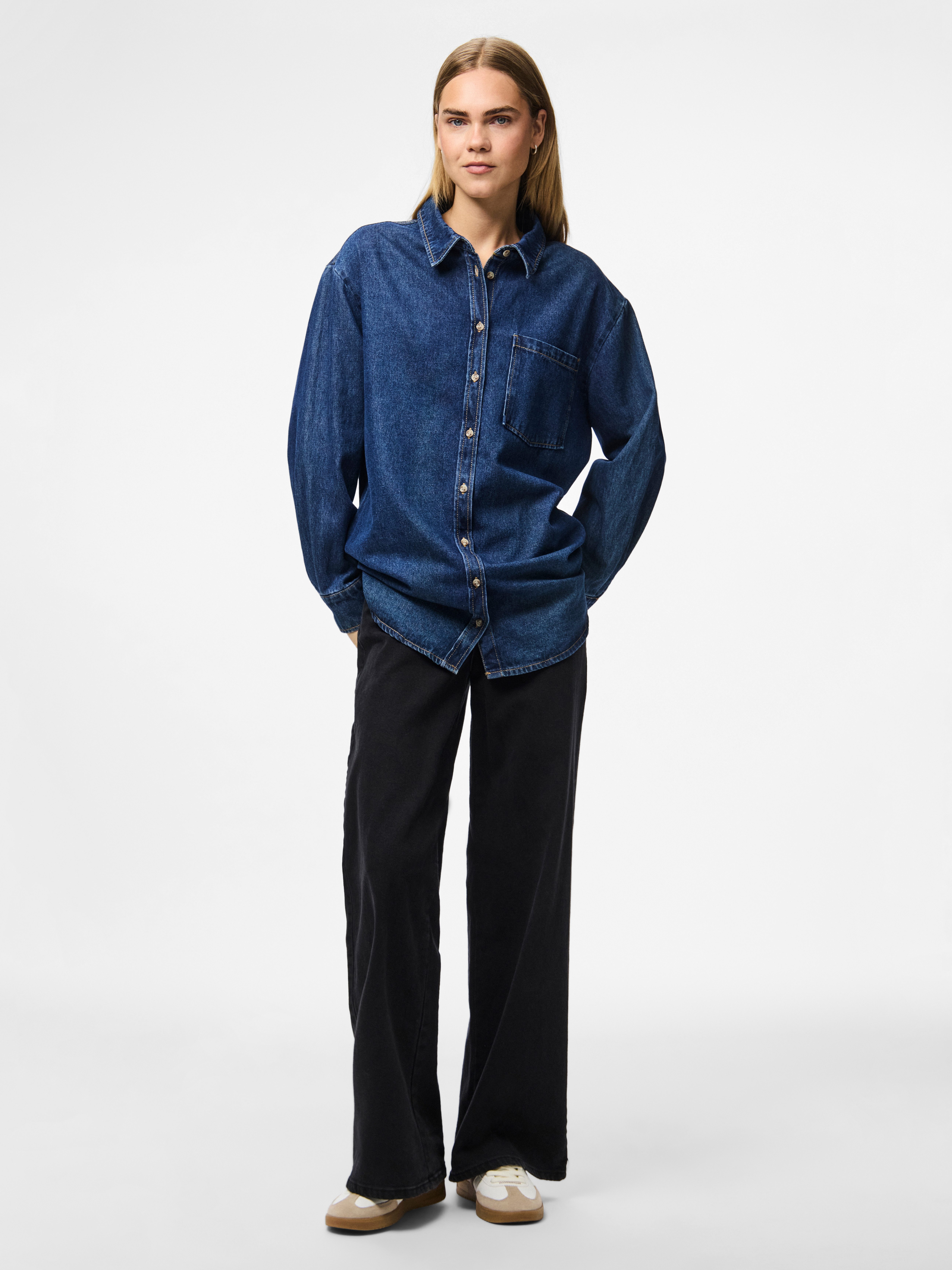 pieces Jeans blouse PCMAISIE LS DENIM SHIRT NOOS BC
