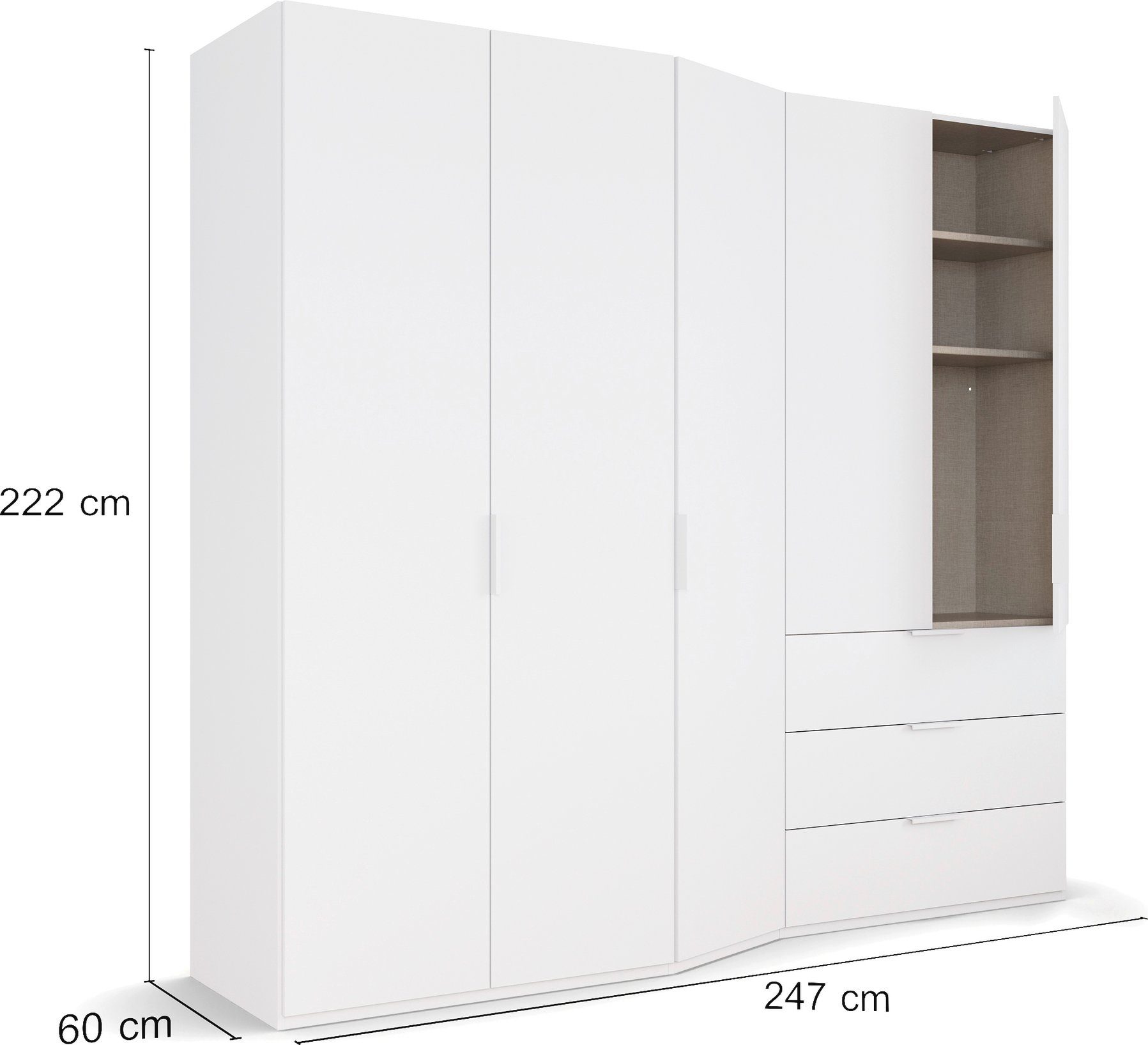 rauch Draaideurkast Kledingkast kast garderobe waskast WAVE in 2 verschillende diepten, met soft-close functie made in germany