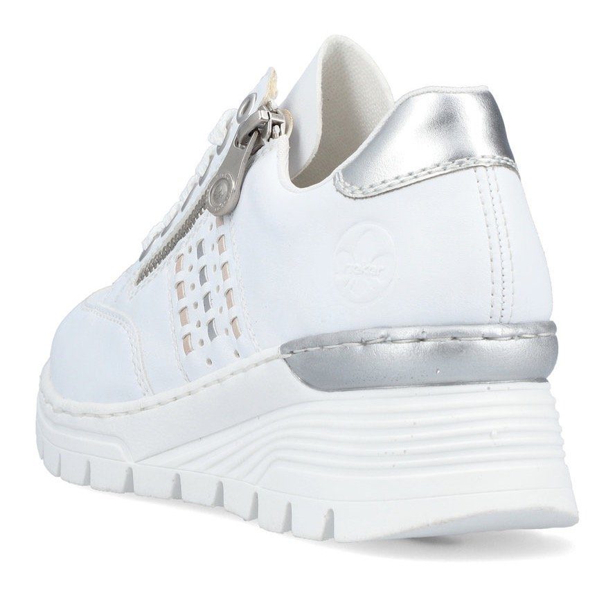 Rieker Sneakers met sleehak met zij vlechtopeningen, vrijetijdsschoen, lage schoen, veterschoen