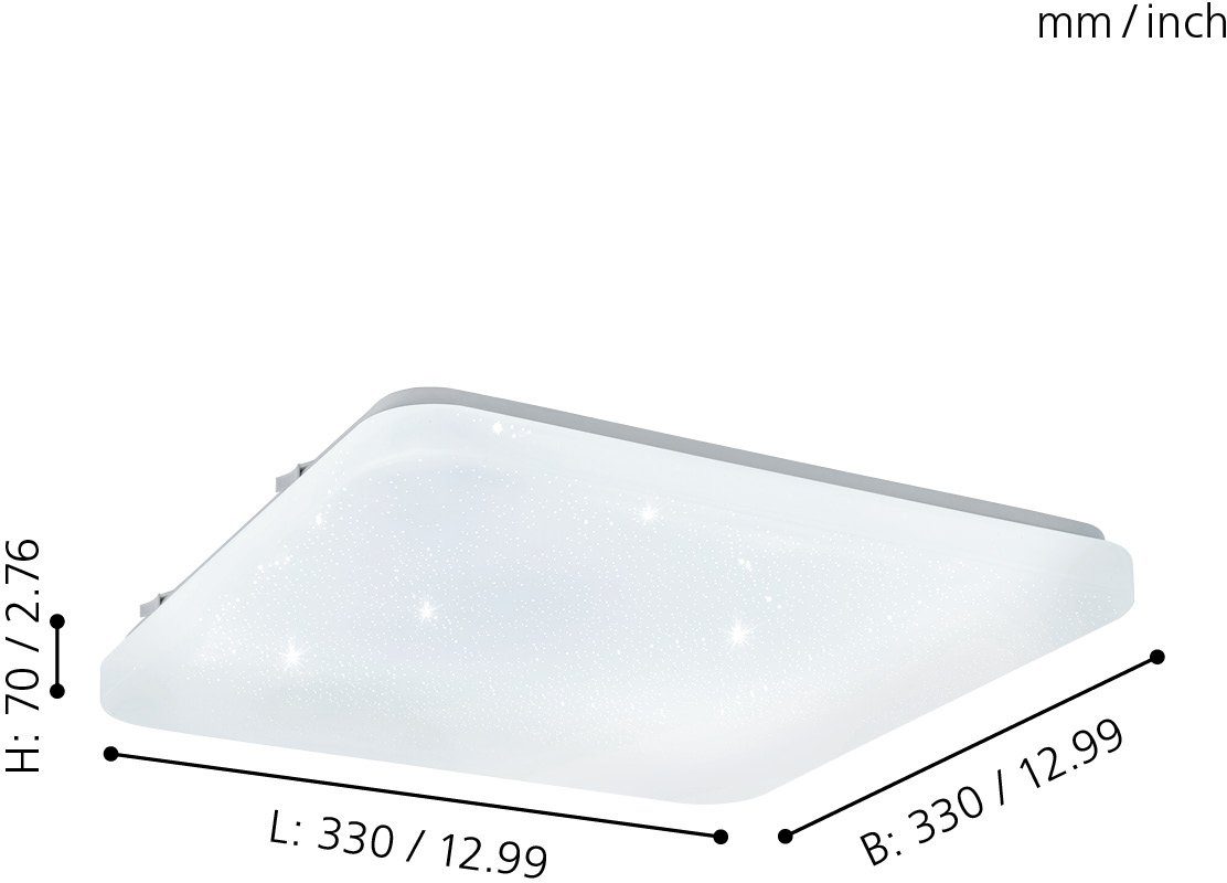 EGLO Led-plafondlamp FRANIA-S Plafondlamp met sterrenhemel-effect, kleur: wit, lamp, L: 33 cm (1 stuk)
