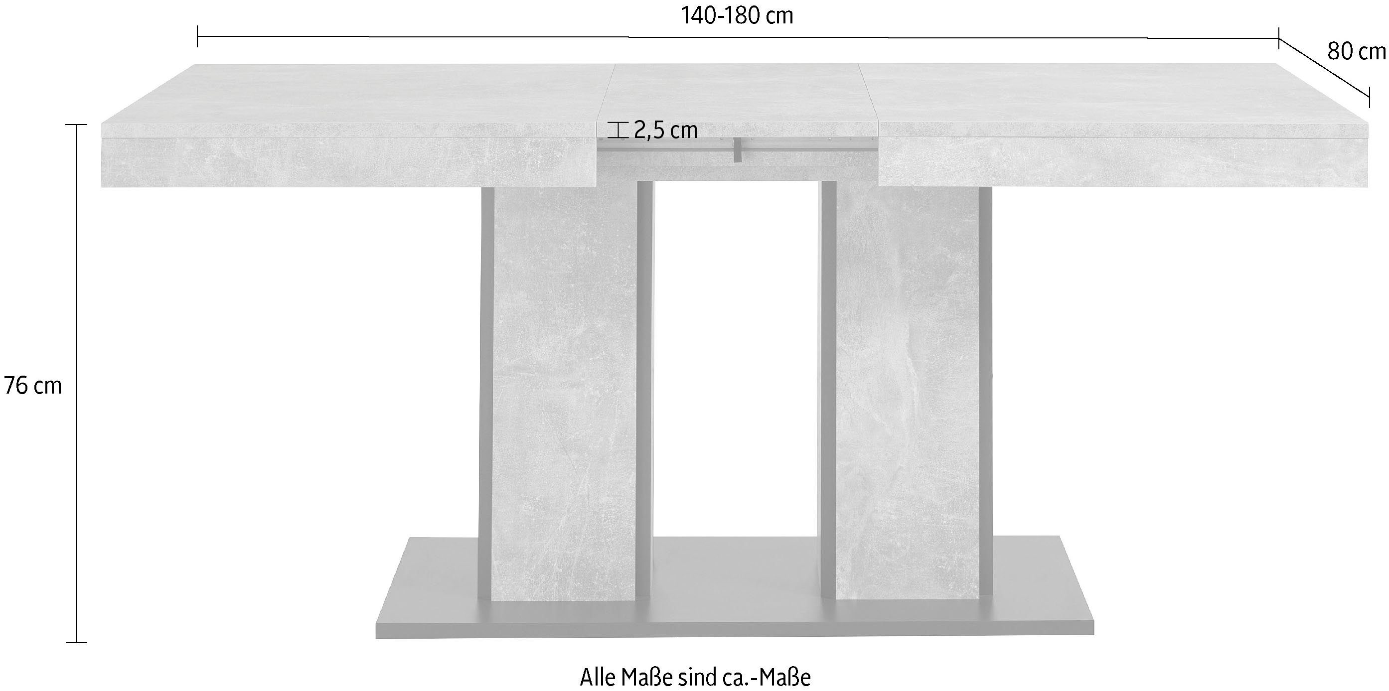 HELA Eettafel Rosé Uittrekfunctie, breedte 140-180 cm