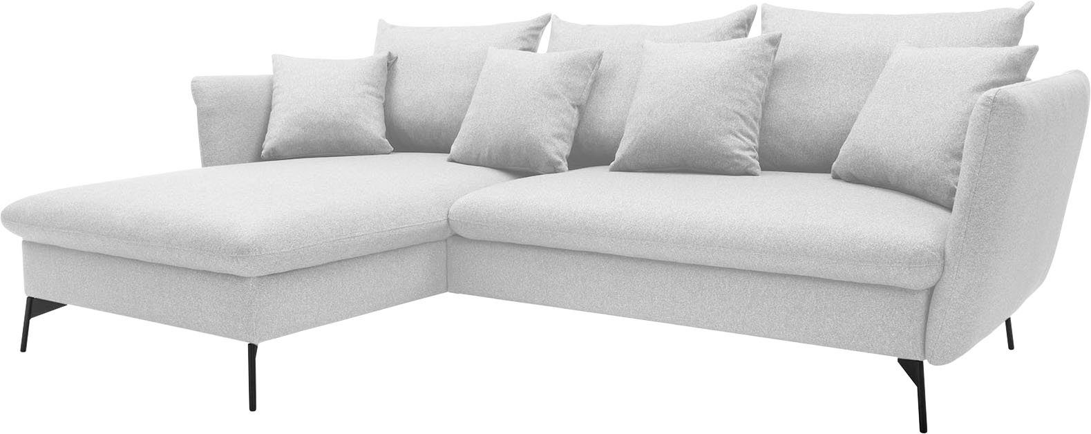 andas Hoekbank LIVORNO,258 cm, L-model, Slaapfunctie en bedlade (139/224 cm), fluweel, structuur, geweven stof