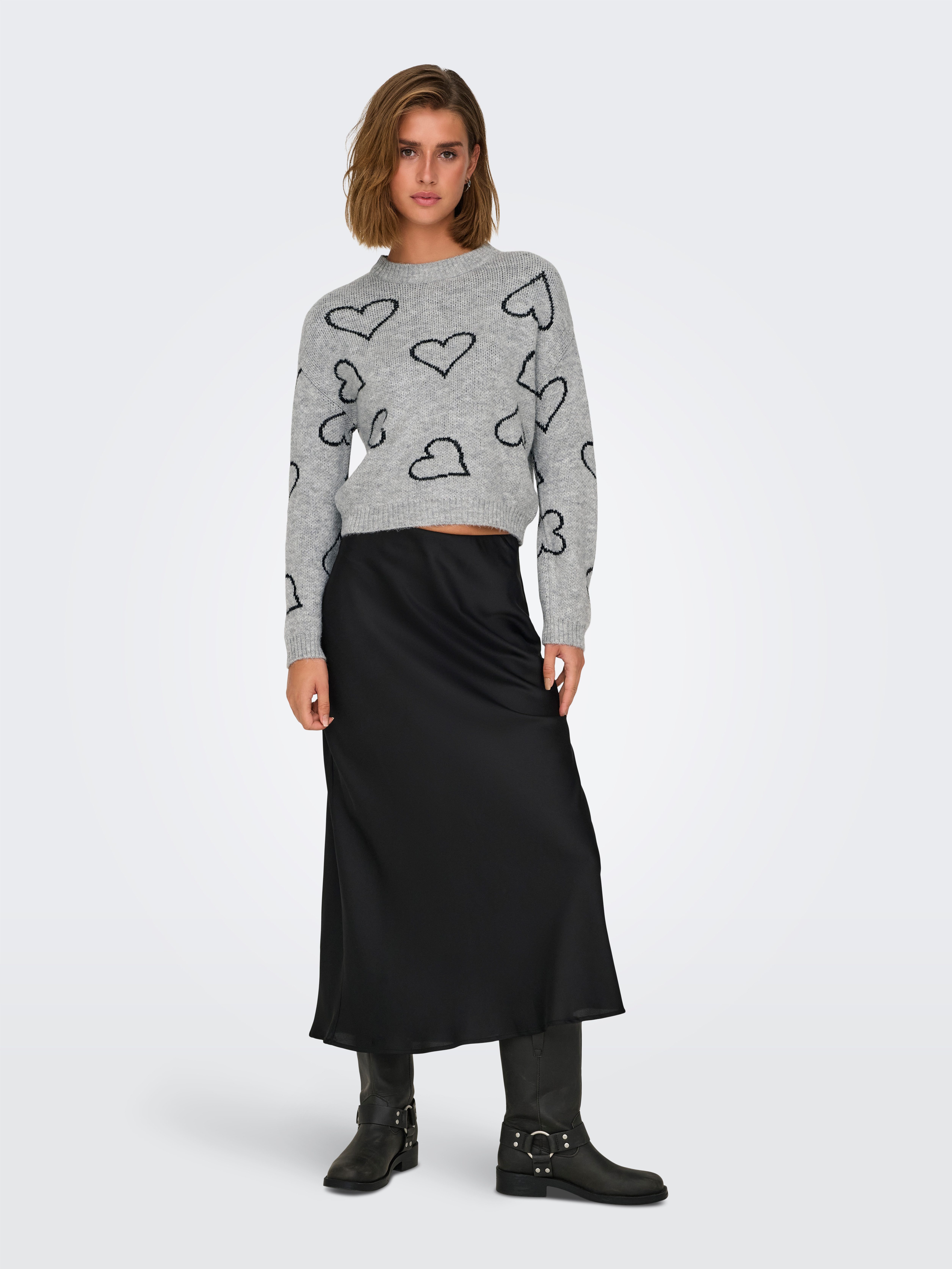 Only Trui met ronde hals ONLHAPPIE LS HEART O-NECK KNT