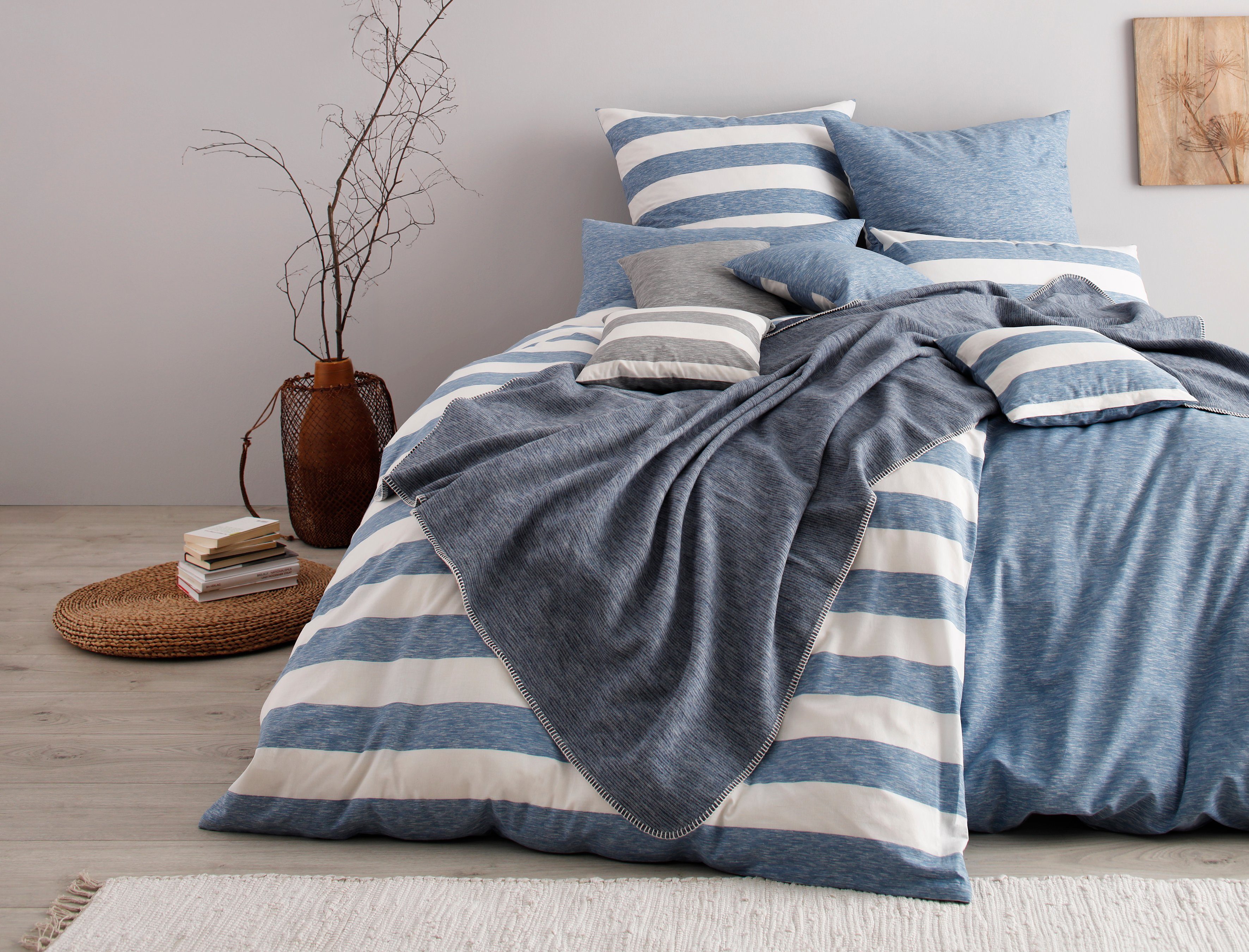 OTTO products Hoeslaken Big Stripe in maat 90x200, 140x200 of 180x200 cm van bio-katoen, voor matrassen tot 30 cm hoogte, laken (1 stuk)