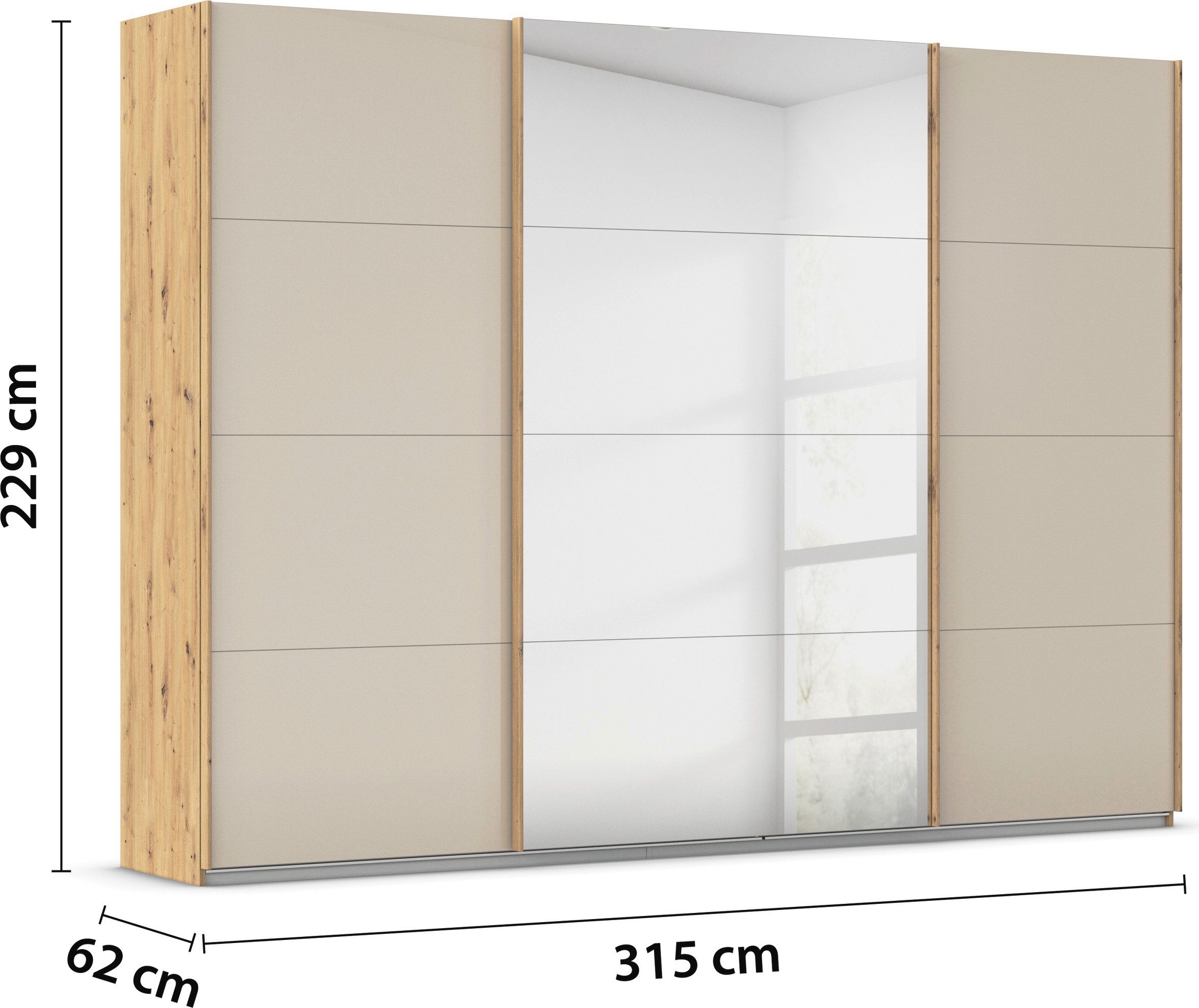 rauch Schuifdeurkast Kledingkasten kast garderobe AGORDO met glazen front doordachte binnenuitrusting, in 4 breedtes en 2 hoogtes made in germany