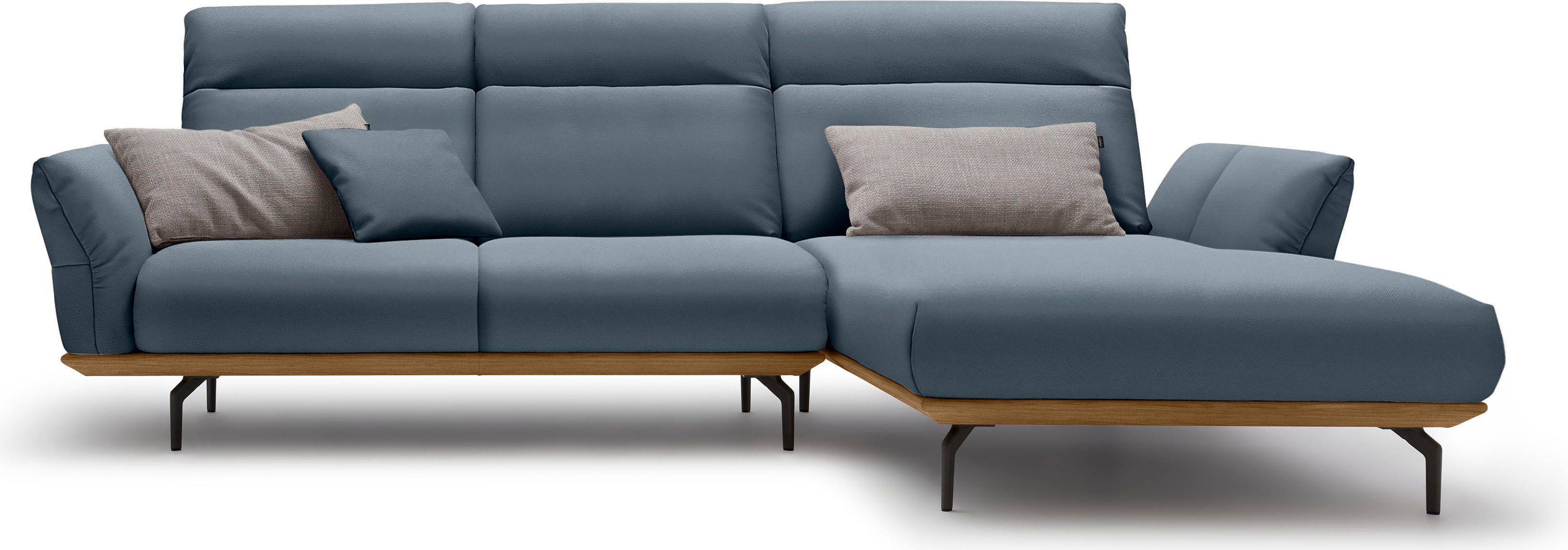 Hülsta Sofa Hoekbank Hs.460 Sokkel in walnotenhout, onderstel in umbra grijs, breedte 298 cm