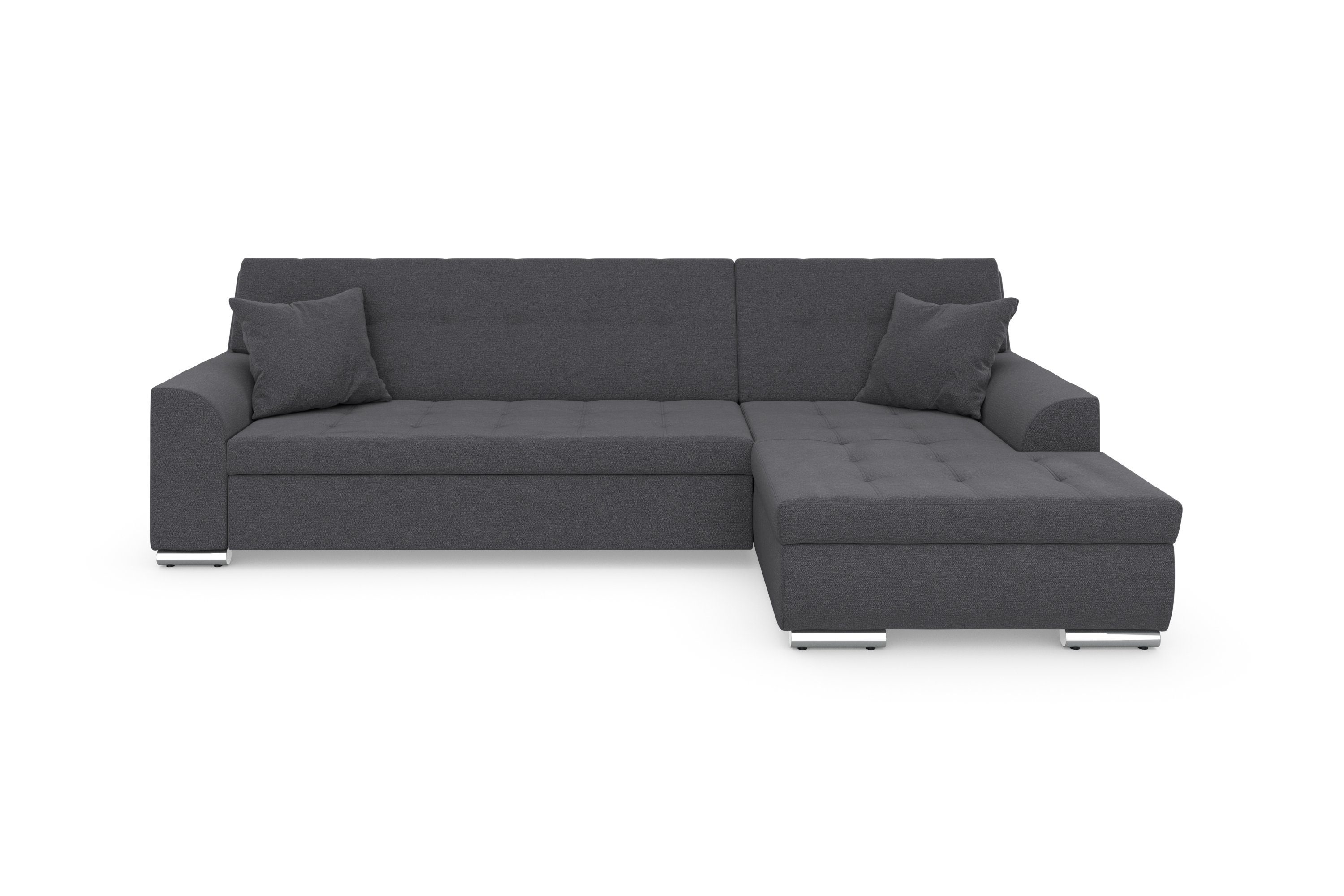 DOMO collection Hoekbank Treviso veel bekledingen, ook in cord, L-vorm, B/D/H: 267/80/83 cm optioneel met slaapbank functie, incl. sierkussens, hoogwaardig doorgestikt patroon
