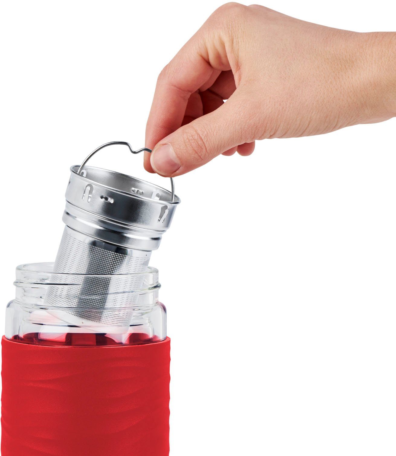 Emsa Thermosbeker Tea Mug Theekop, 400 ml, 100% dicht, 3-delig, met uitneembaar theefilter (set, 3-delig)