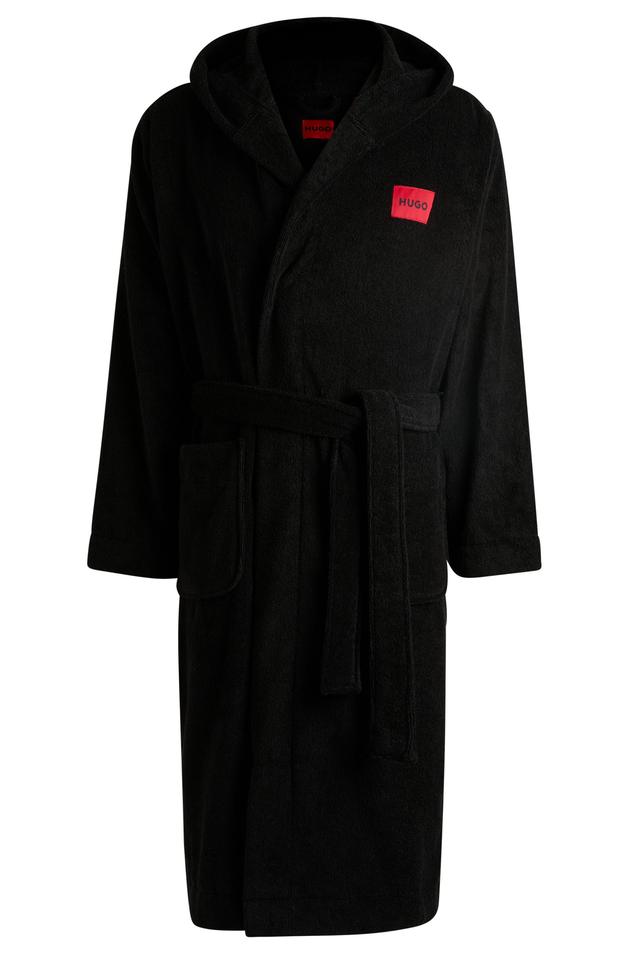 HUGO underwear Badjas Terry Gown Hooded met capuchon & contrasterend logo