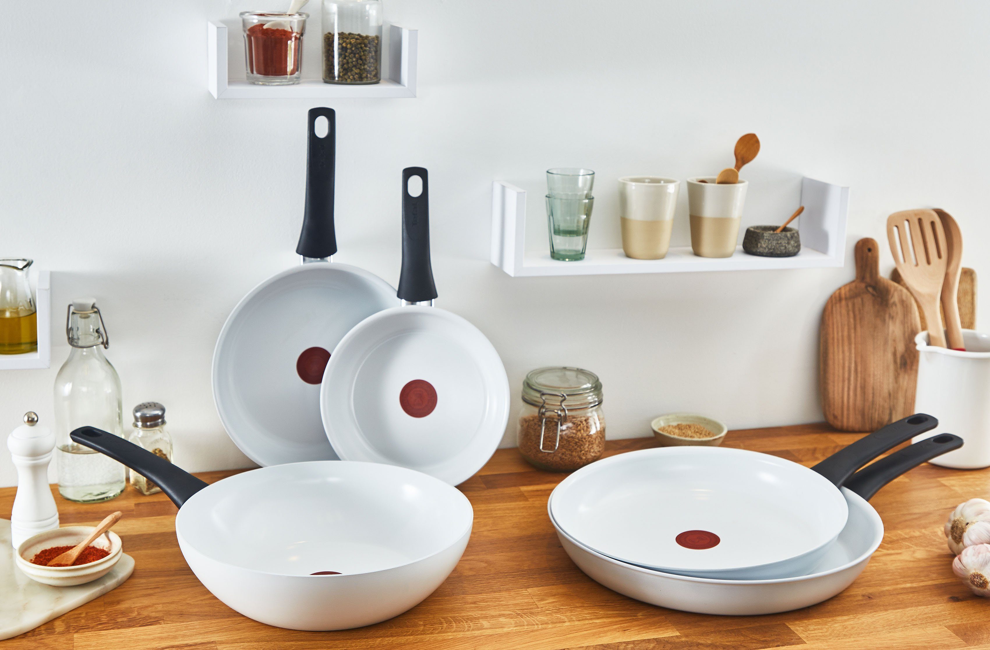 Tefal Wok Ceramic Control wokpan inductie 28 cm Keramische coating, thermo-signaal, geschikt voor alle soorten fornuizen, C41719 (1-delig)