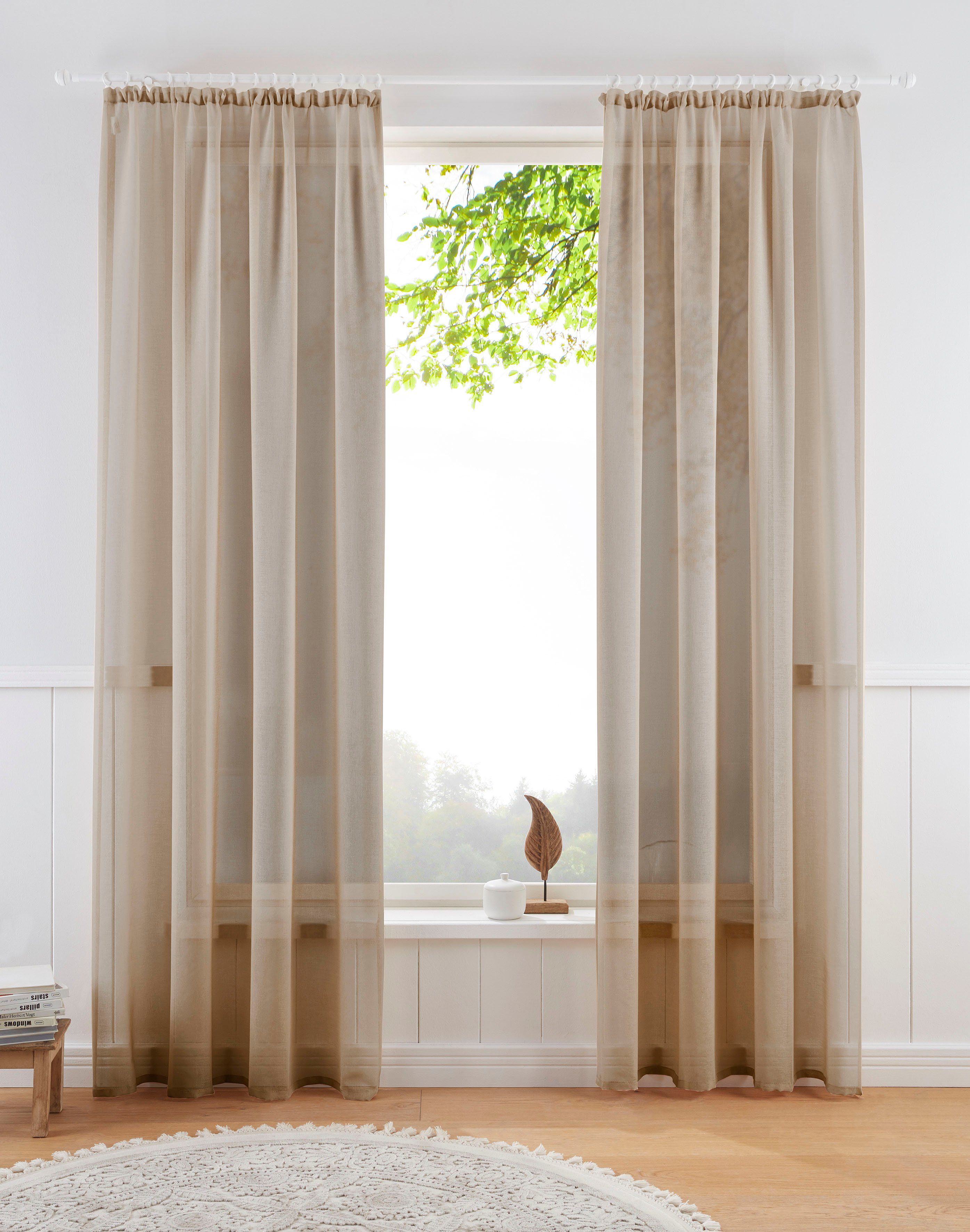 Guido Maria Kretschmer Home&Living Gordijn Tender Linnen look met structuur, monochroom, bestseller (1 stuk)
