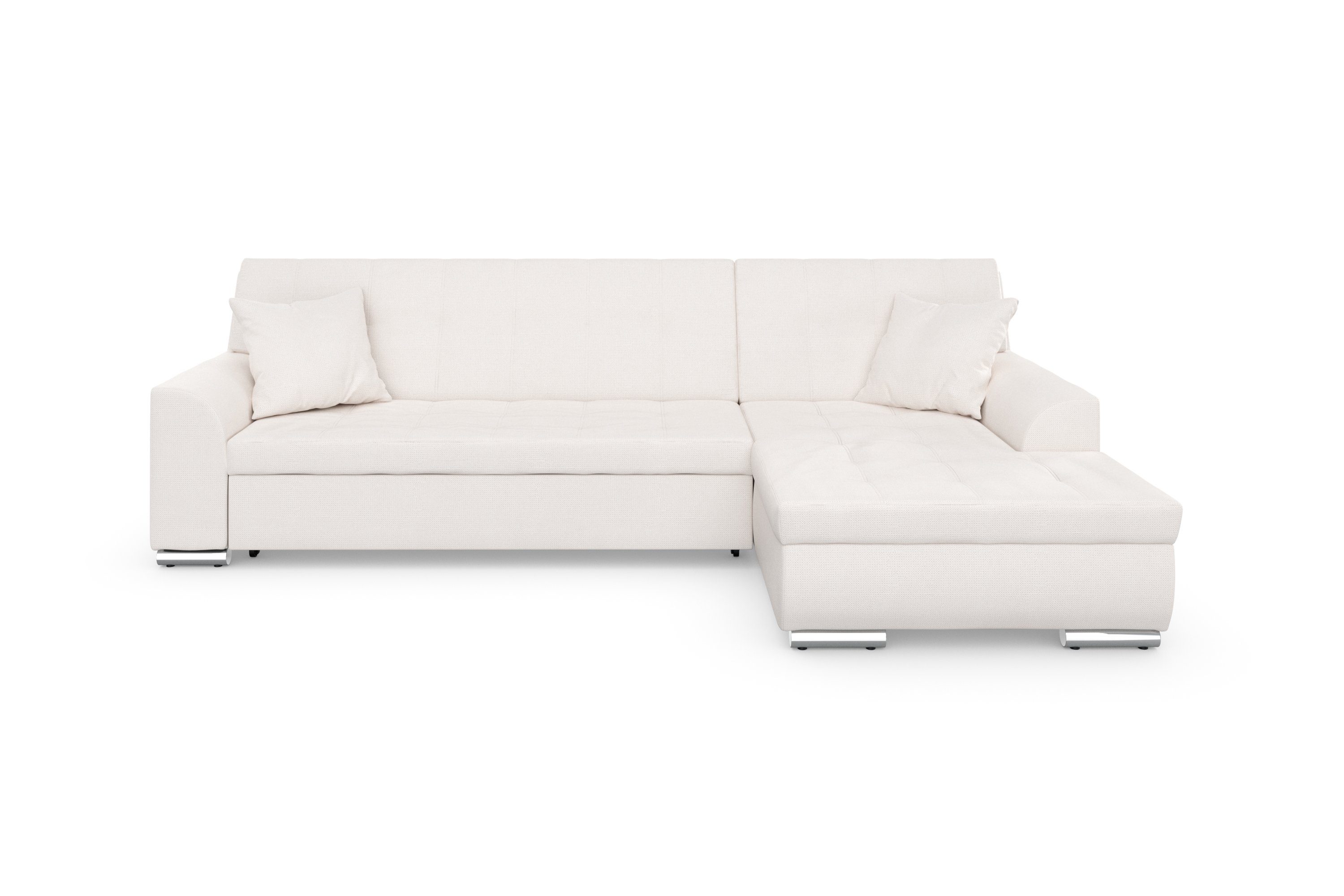 DOMO collection Hoekbank Treviso veel bekledingen, ook in cord, L-vorm, B/D/H: 267/80/83 cm optioneel met slaapbank functie, incl. sierkussens, hoogwaardig doorgestikt patroon