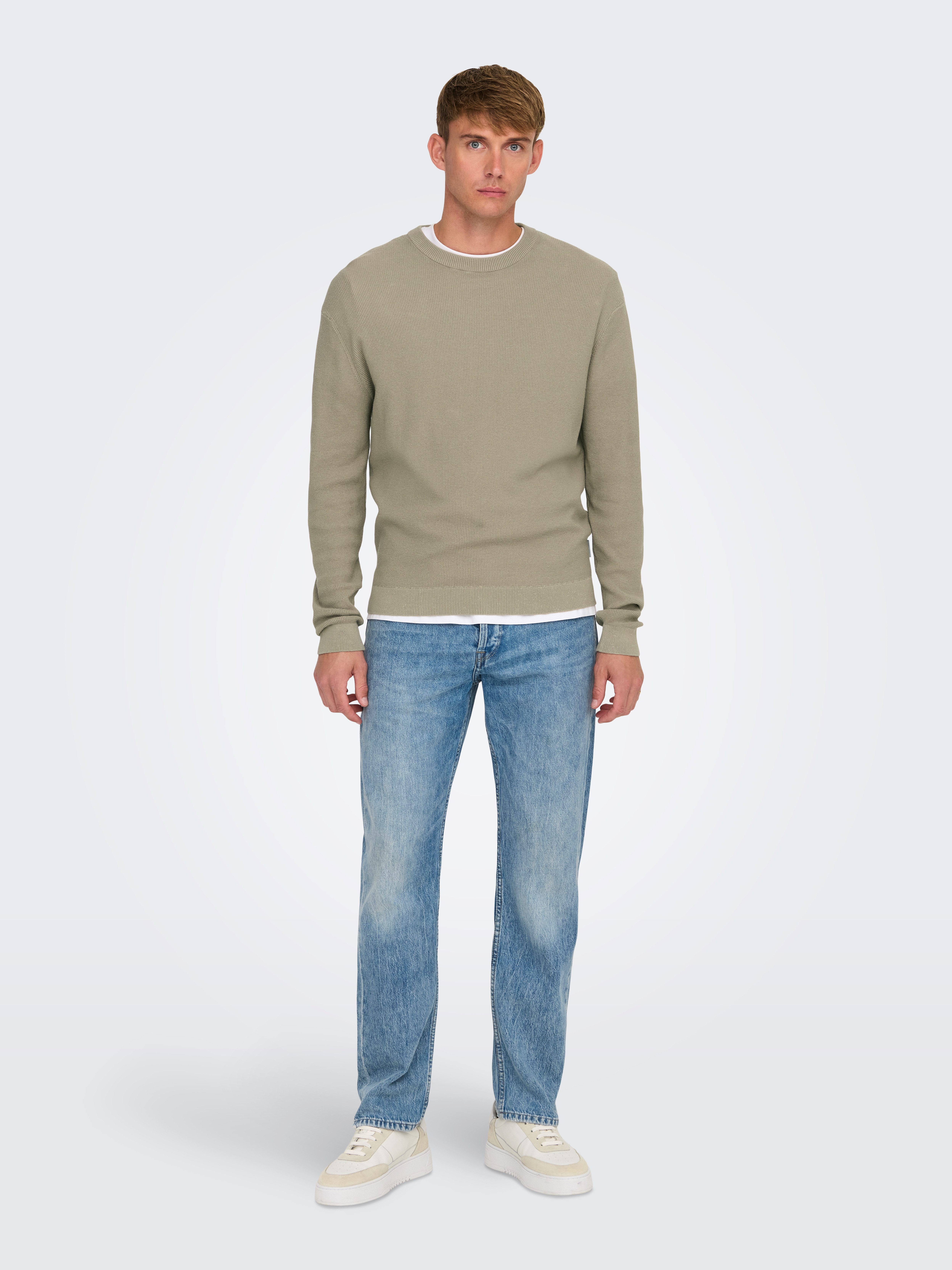 ONLY & SONS Trui met ronde hals ONSTONY DS 12 LS WAFFLE CREW KNIT