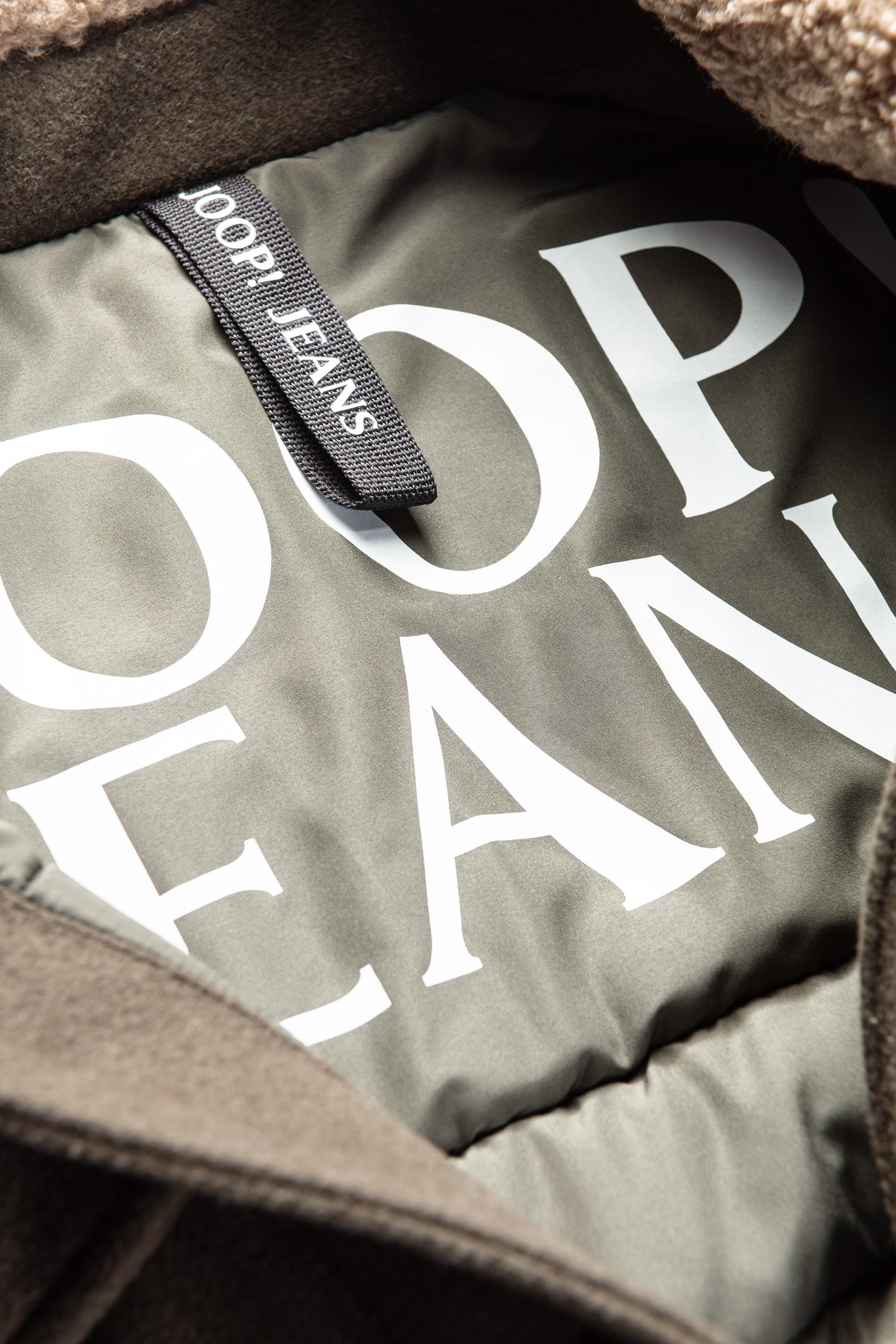 Joop Jeans Wollen jack Julius met imitatiebontkraag