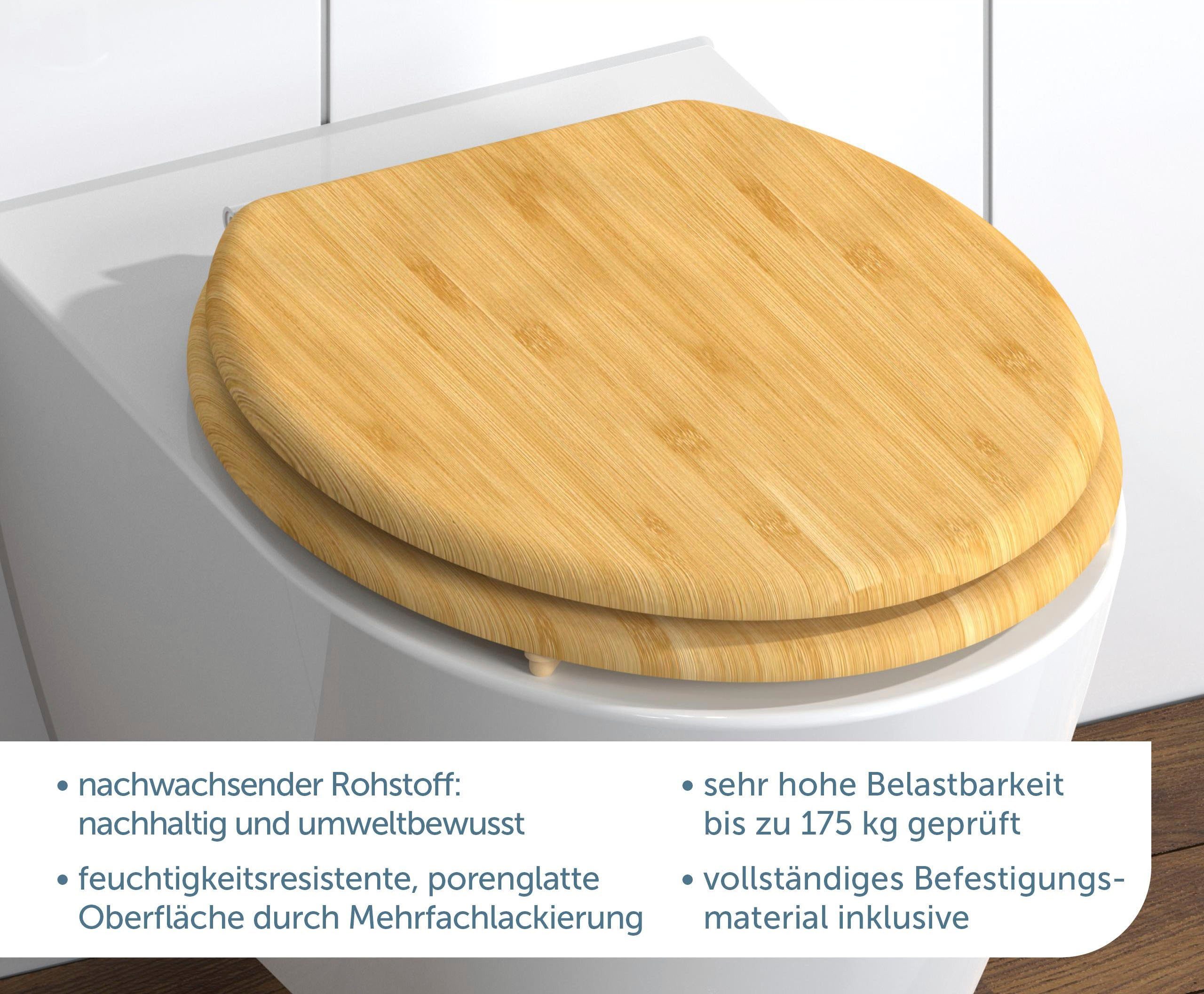 Schütte Toiletzitting Natural bamboe van massief bamboe