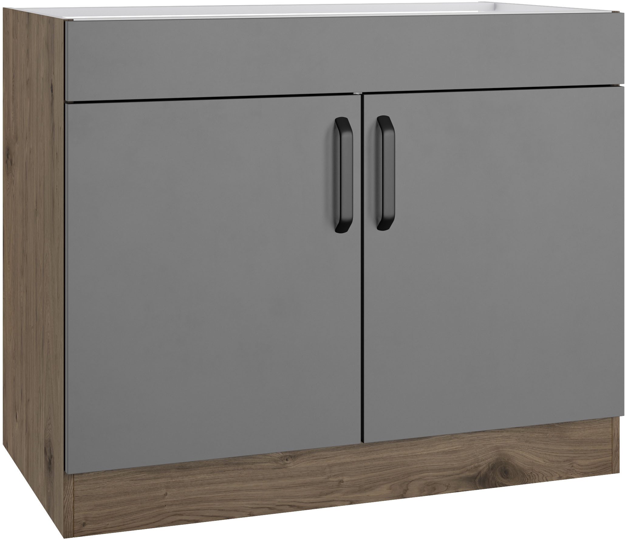 wiho Küchen Gootsteenkast Elba Breedte 100 cm gootsteenkasten grijs