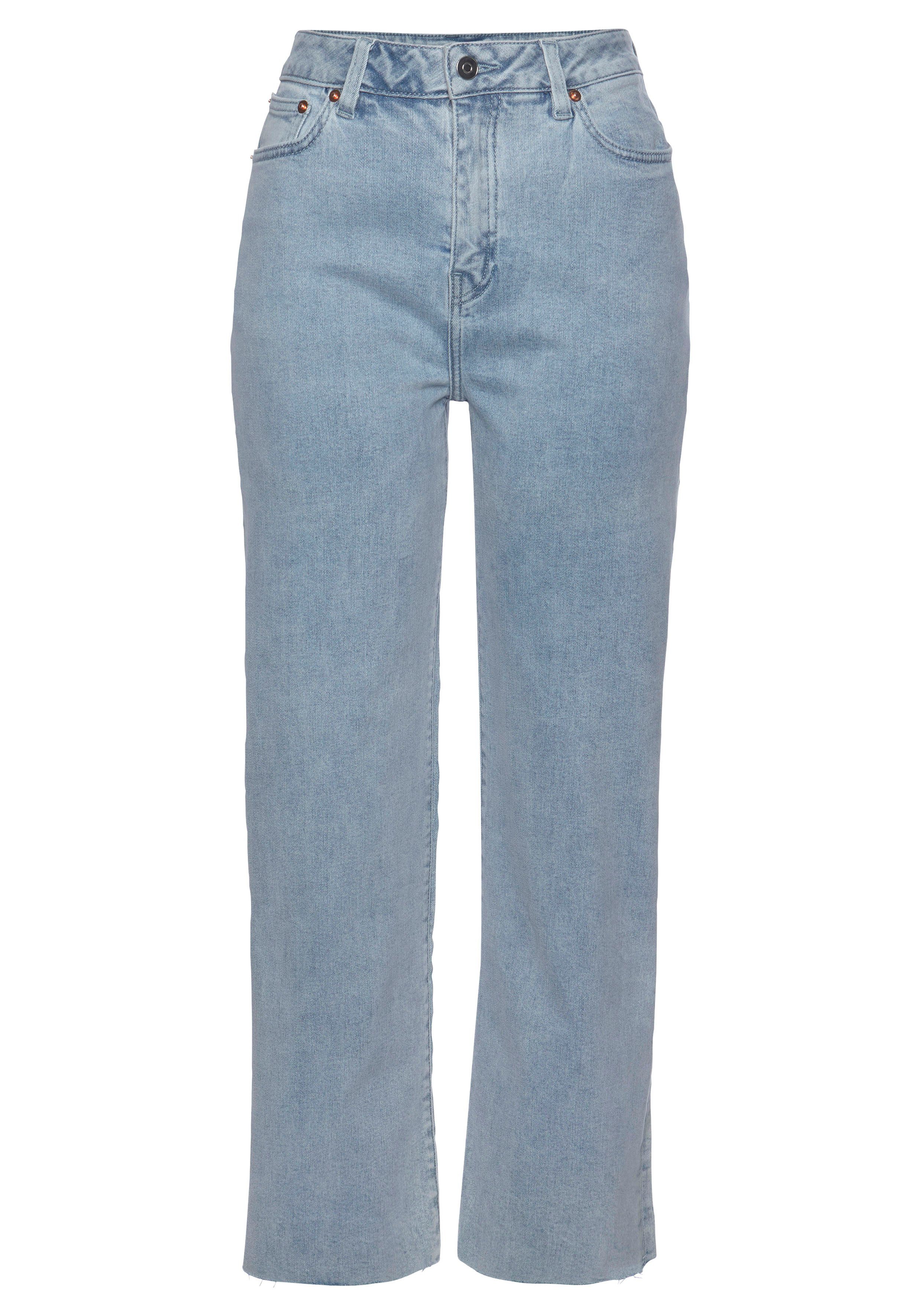 Buffalo Wijde jeans met licht uitgerafelde broekzoom, culotte jeans in 7/8-lengte