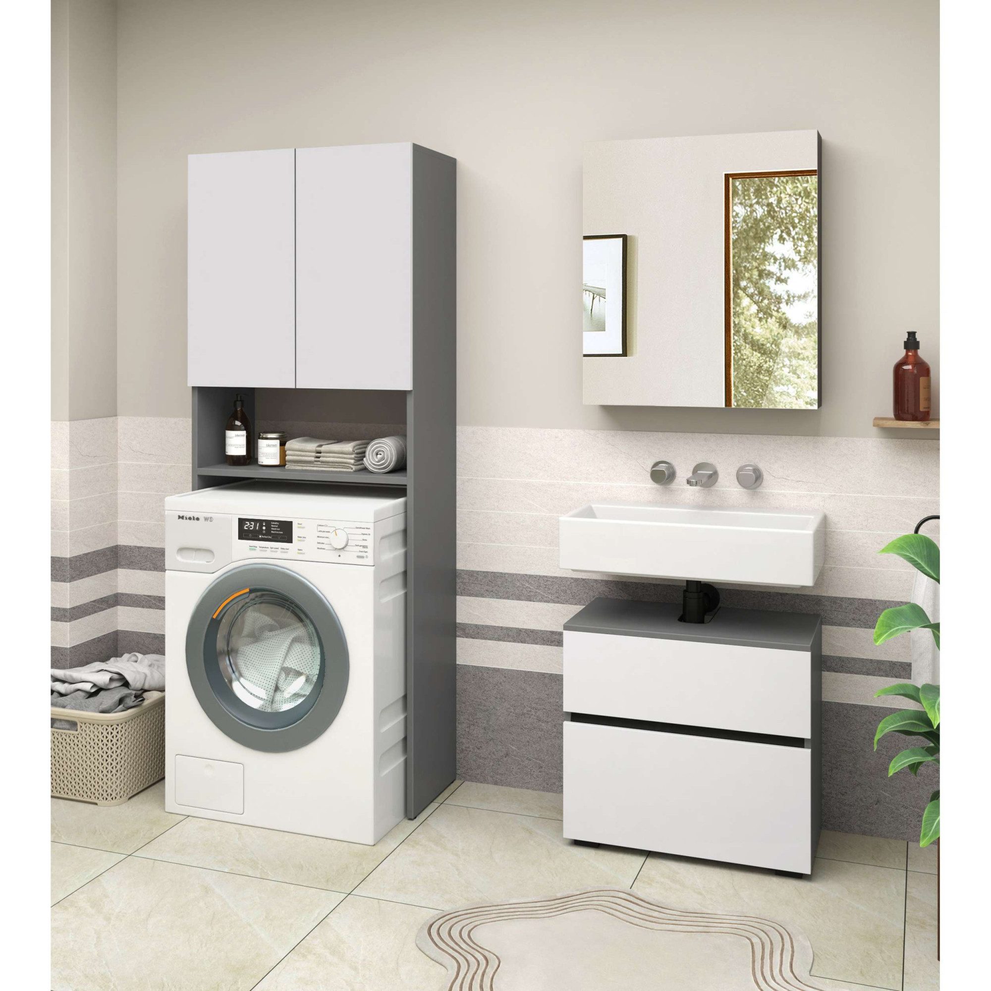 Home affaire Kast voor wasmachine Wisla met 2 deuren, breedte 68 cm, hoogte 180 cm
