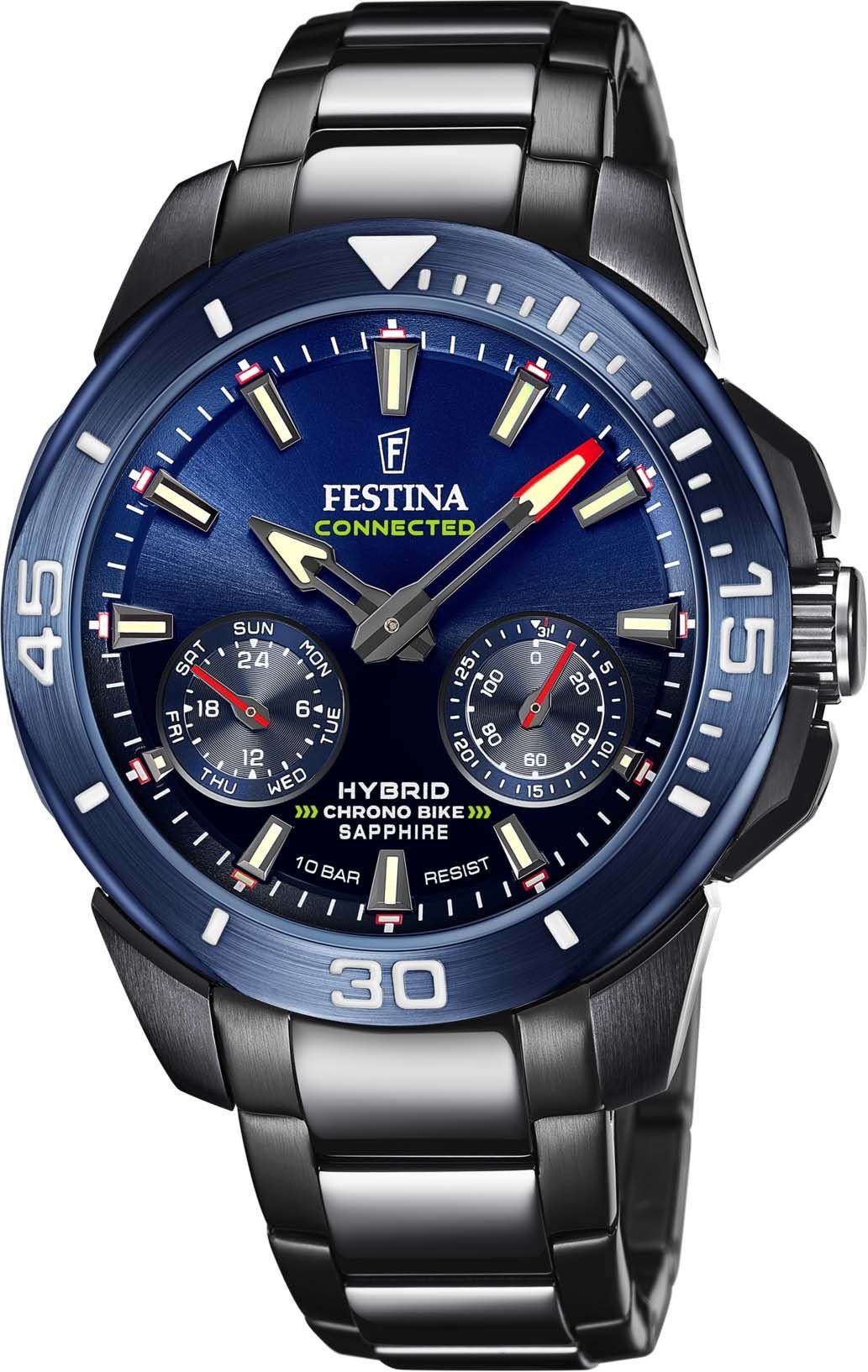 Festina Chronograaf Chrono Bike Connected - Special Edition Polshorloge, quartz, herenhorloge, stopwatchfunctie, ideaal als cadeau (set, 3-delig, Horloge met verwisselbare band en gereedschap)