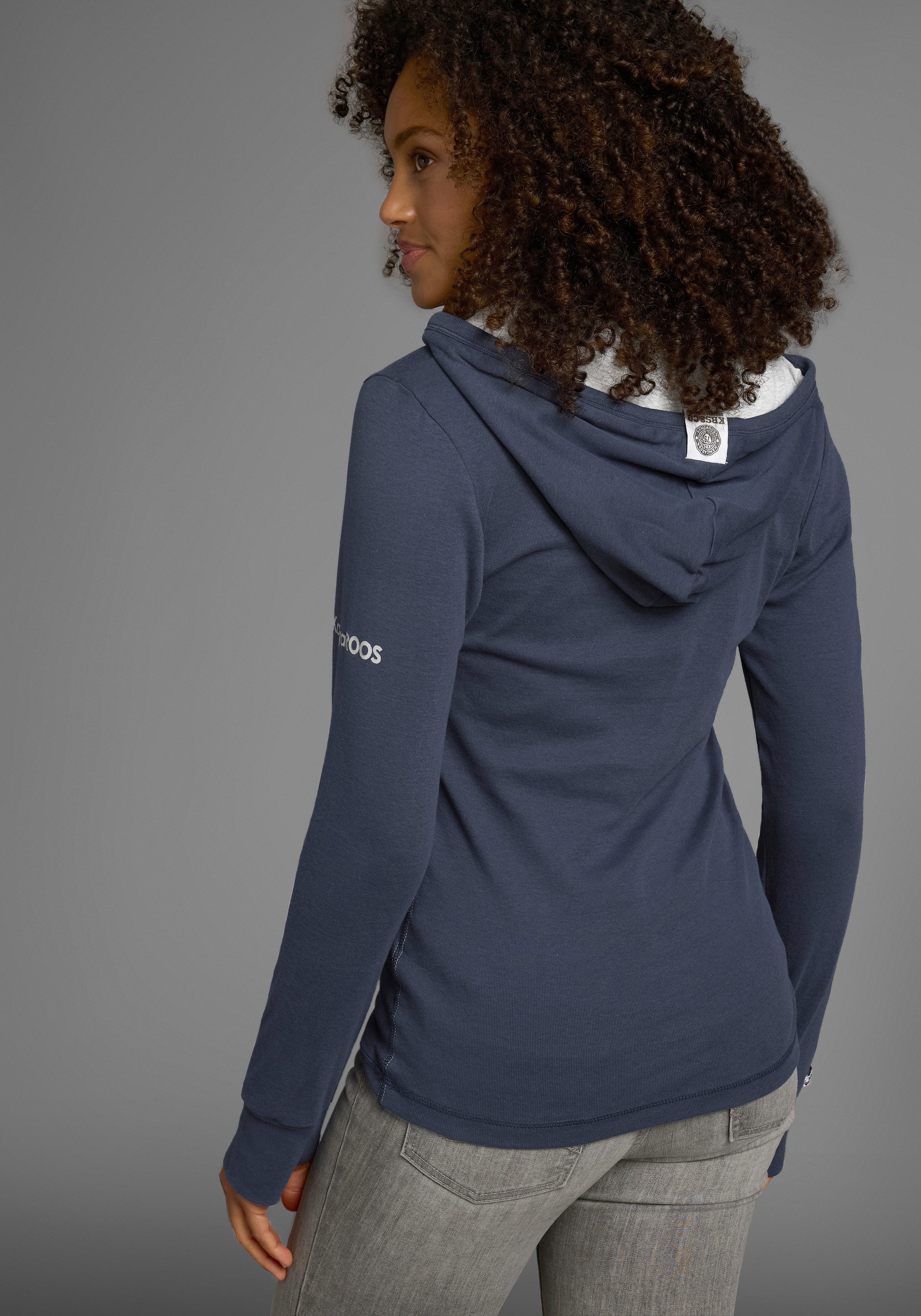 KangaROOS Capuchonshirt Lange mouwen met duimgaten, figuurvolgende snit, van jersey stof