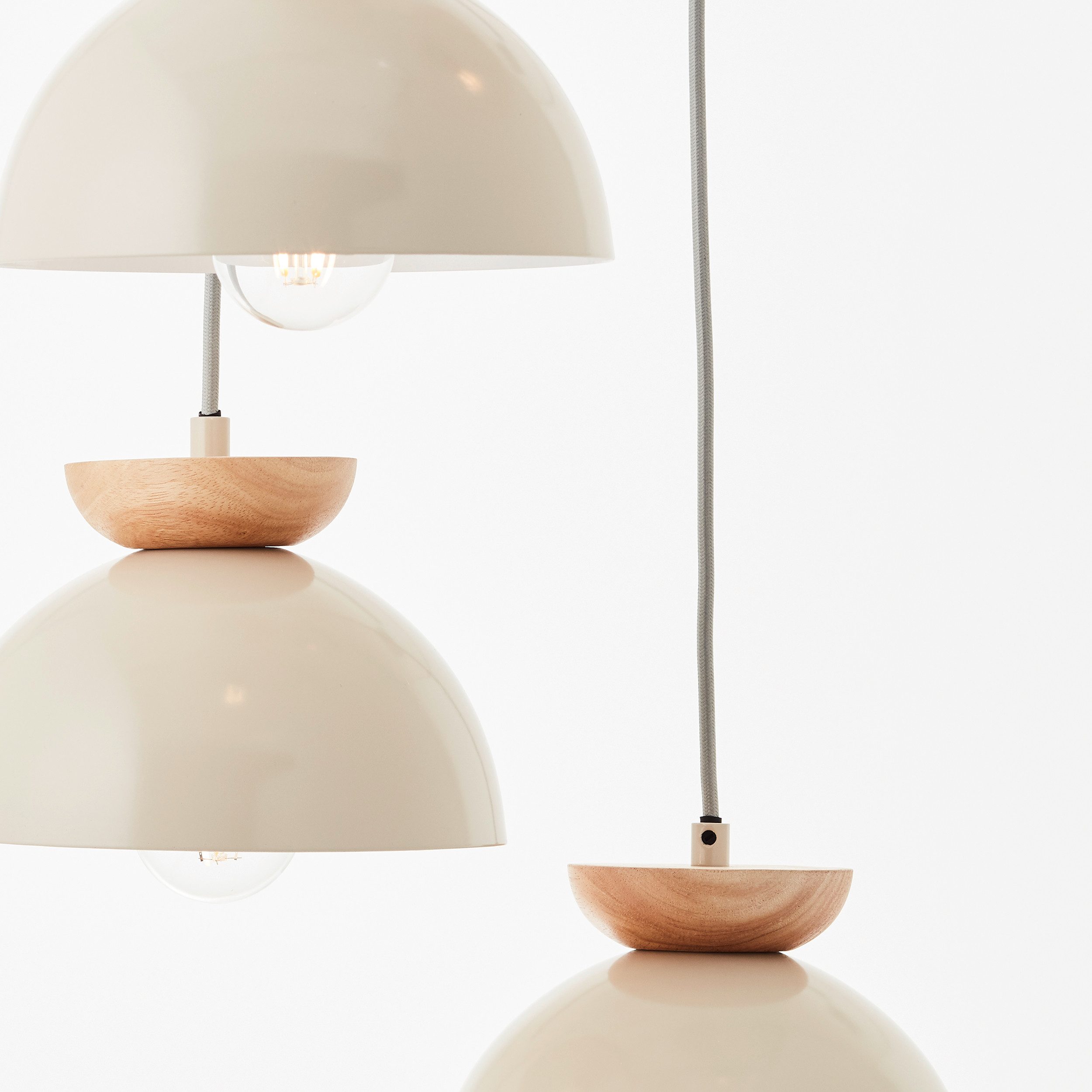 Brilliant Leuchten Hanglamp Nalam 166 x 45 cm, e14, inkortbaar, metaal/hout, natuurlijk/beige