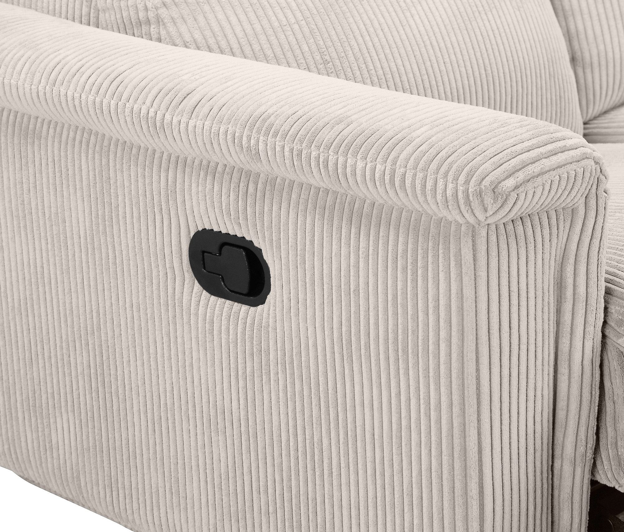 Places of Style 3-zitsbank Lund Cord, met handmatige of elektrische relaxfunctie in 2 zitplaatsen