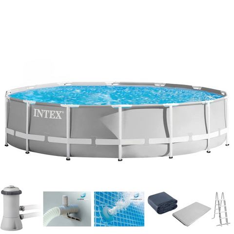 Intex opzetzwembad met accessoires Prism Frame Ã457 x 122 cm grijs