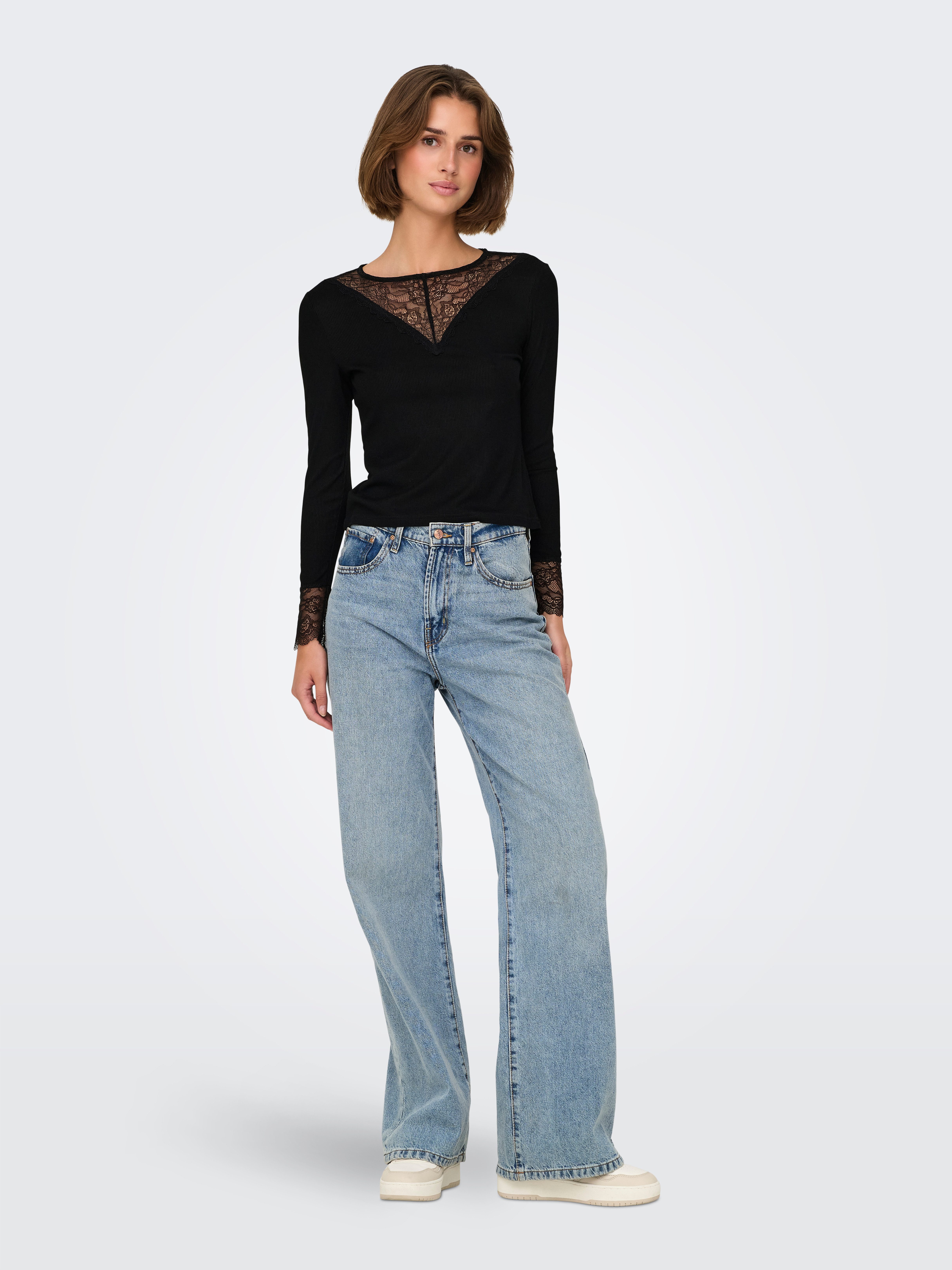 JDY Kanten shirt ROXY L S LACE TOP JRS NOOS