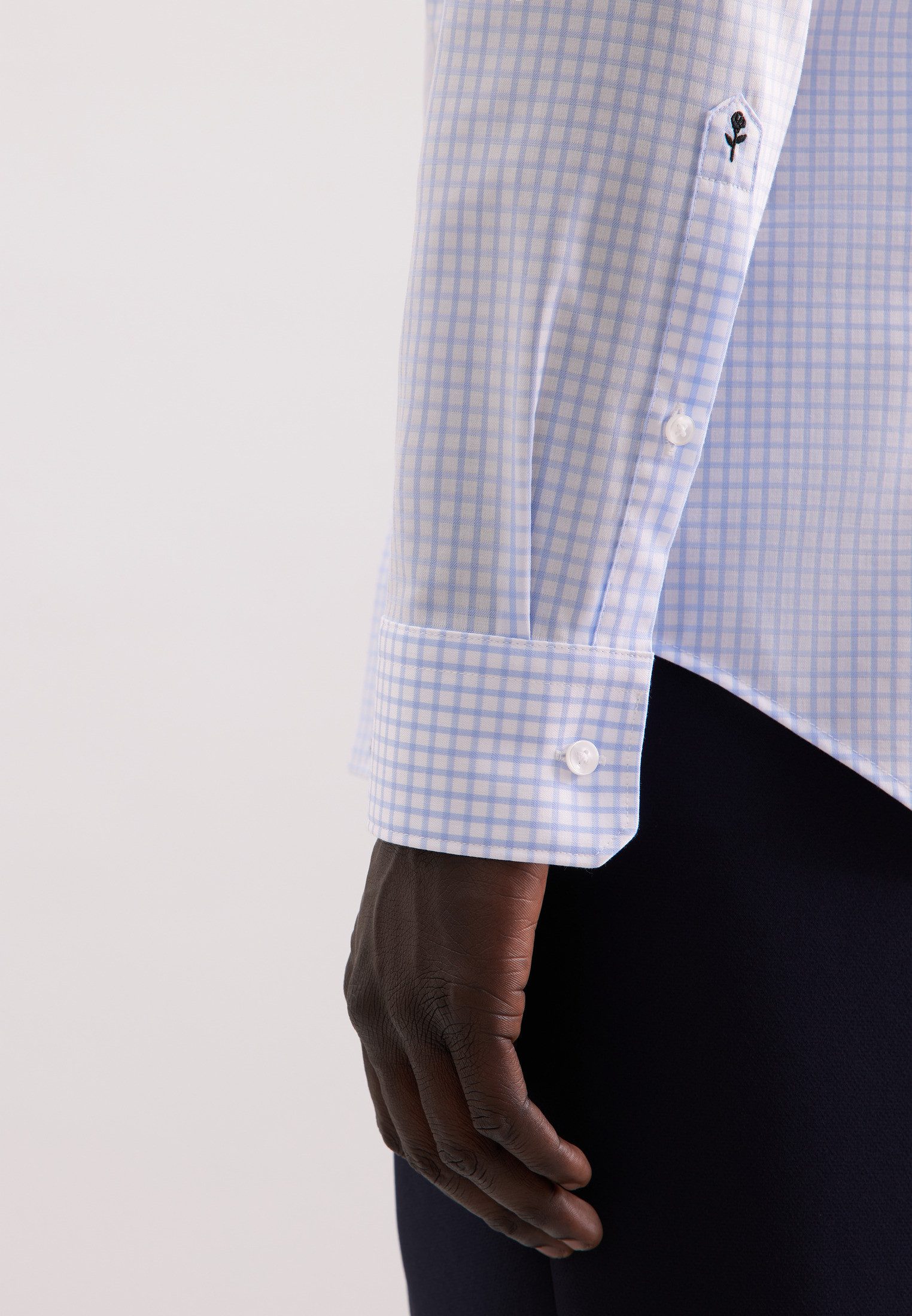 seidensticker Businessoverhemd Zwarte roos Slim 1/1 Bedekte Button-Down-kraag ruit