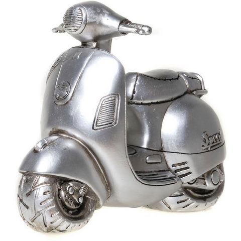 Ambiente Haus Spaarpot Motorscooter, zilverkleurig Spaarvarken, retrodesign, ideaal cadeau (1-delig)