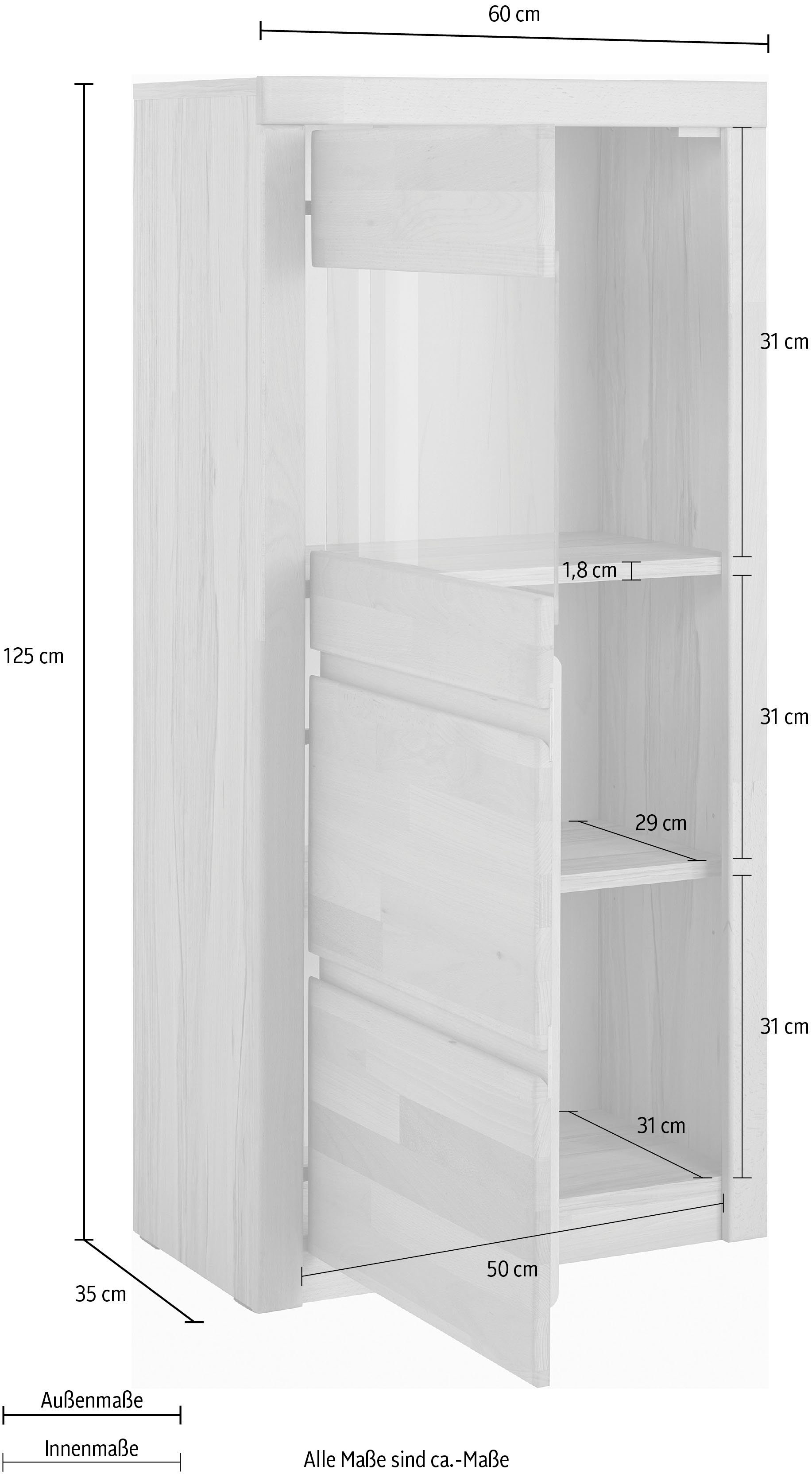Home affaire Vitrinekast Silkeborg mooie greeploze look, gedeeltelijk massief