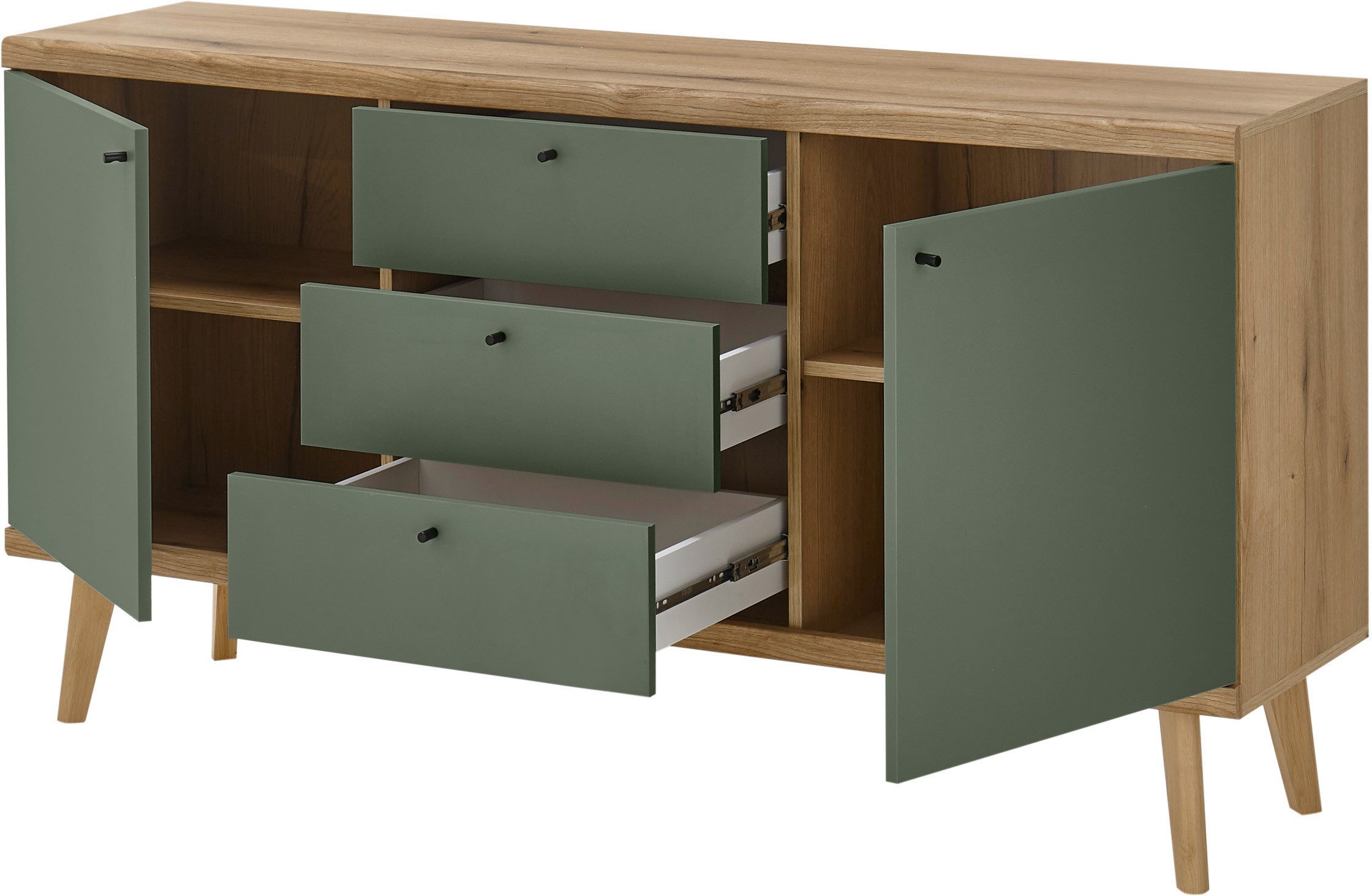 INOSIGN Dressoir MAVAS in moderne trendkleur, handgrepen van metaal (zwart), breedte 160 cm