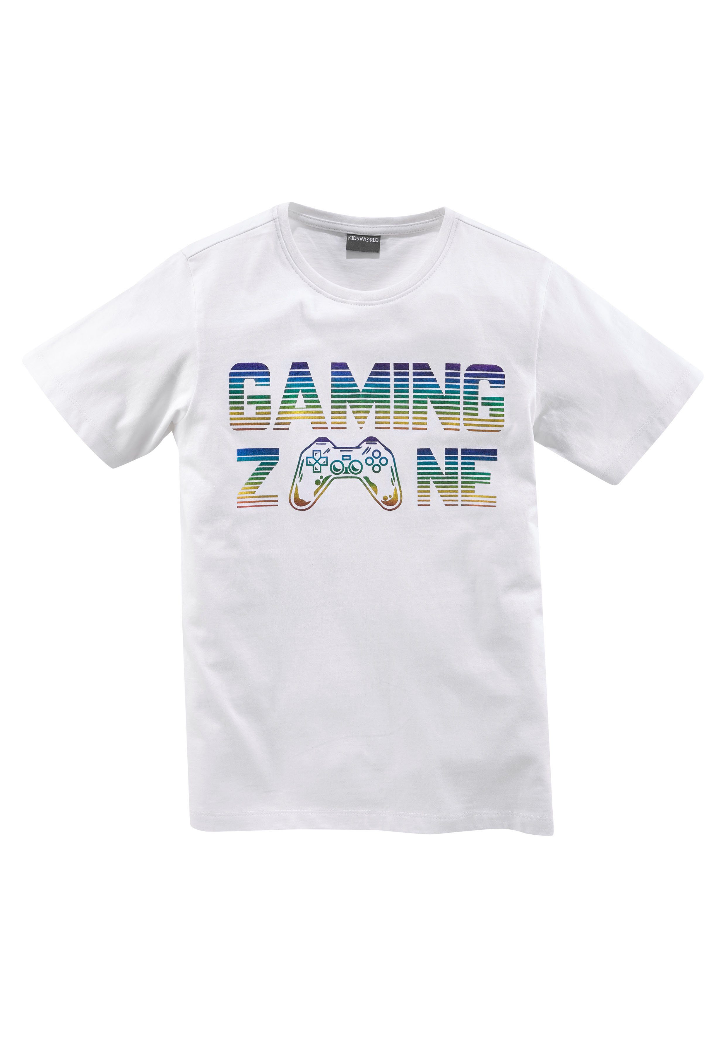 KIDSWORLD T-shirt GAMING ZONE Korte mouwen, basic pasvorm, bedrukt, ronde hals