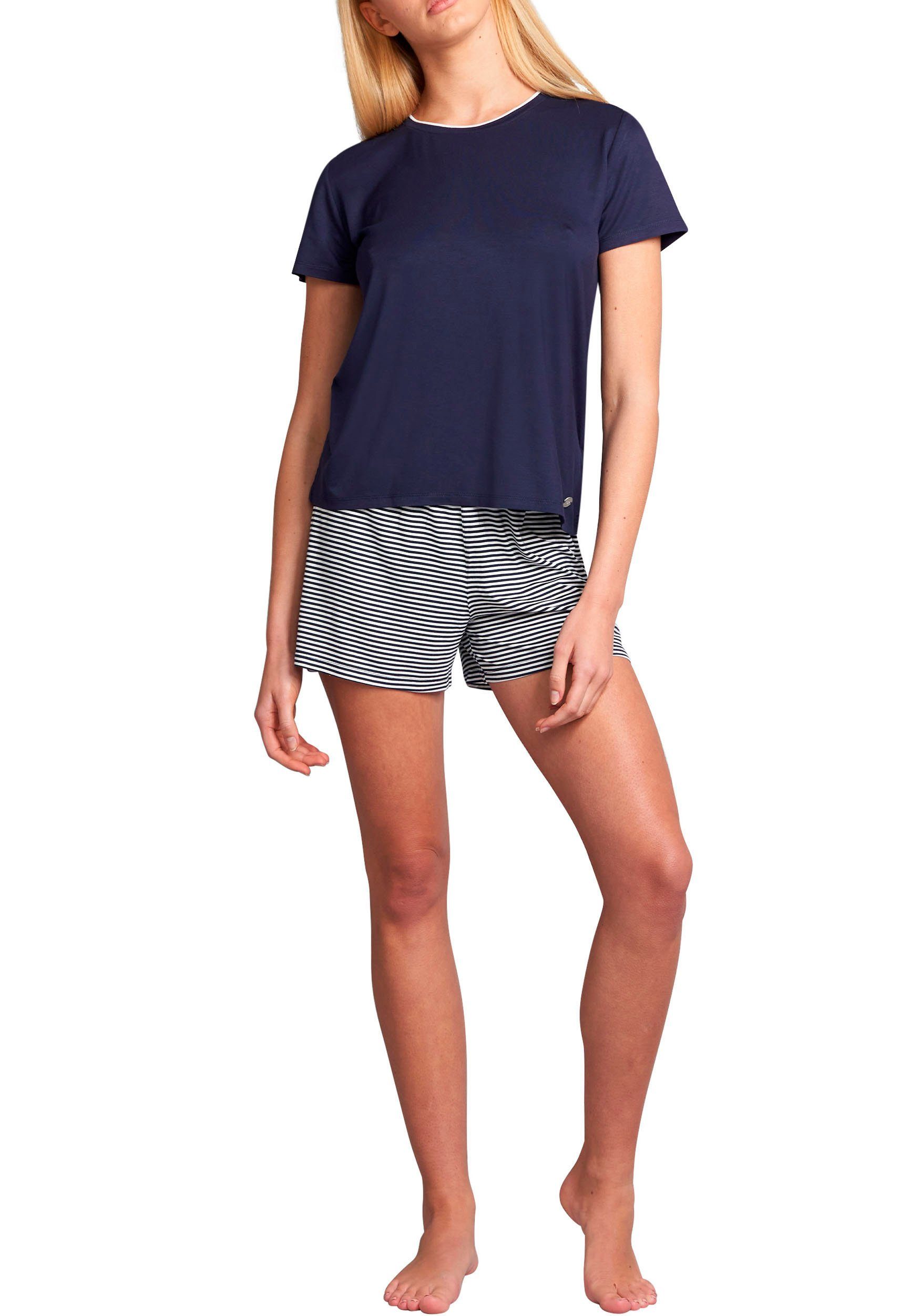 Tom Tailor Shortama Florence met los shirt en shorts (2-delig)