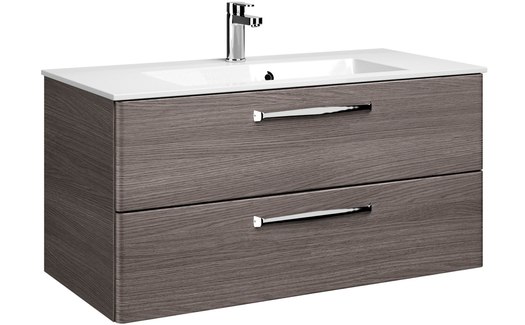 Saphir Badmeubelset Trentino 2-delig mineralen marmer wasbak met LED spiegelkast Badkamermeubel-set 107cm breed, incl. deurdemper, 3 deuren, 2 lades (3 stuks)