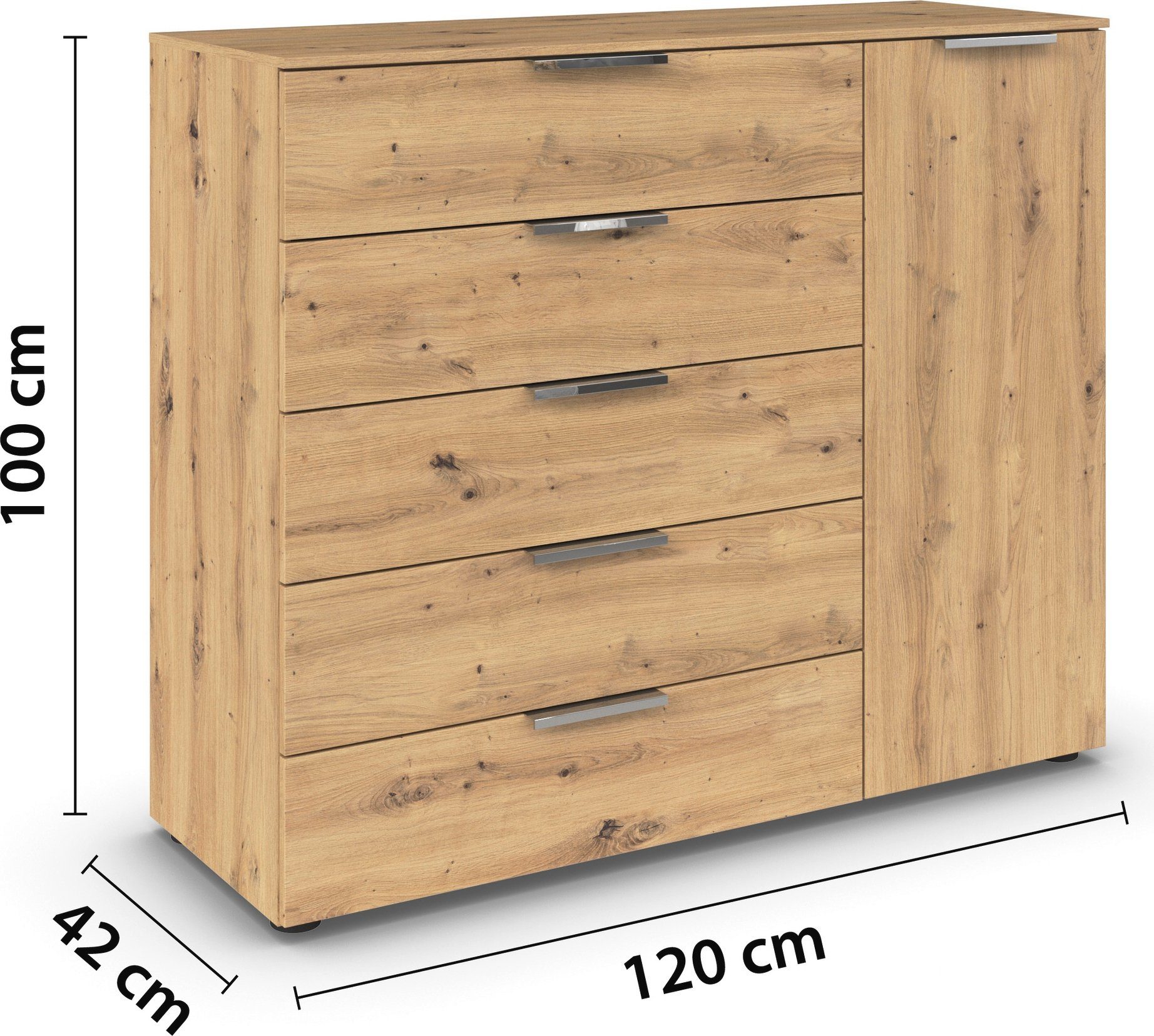 rauch Ladekast Flipp kast sideboard waskast 1 deurs met 5 laden en soft-close functie