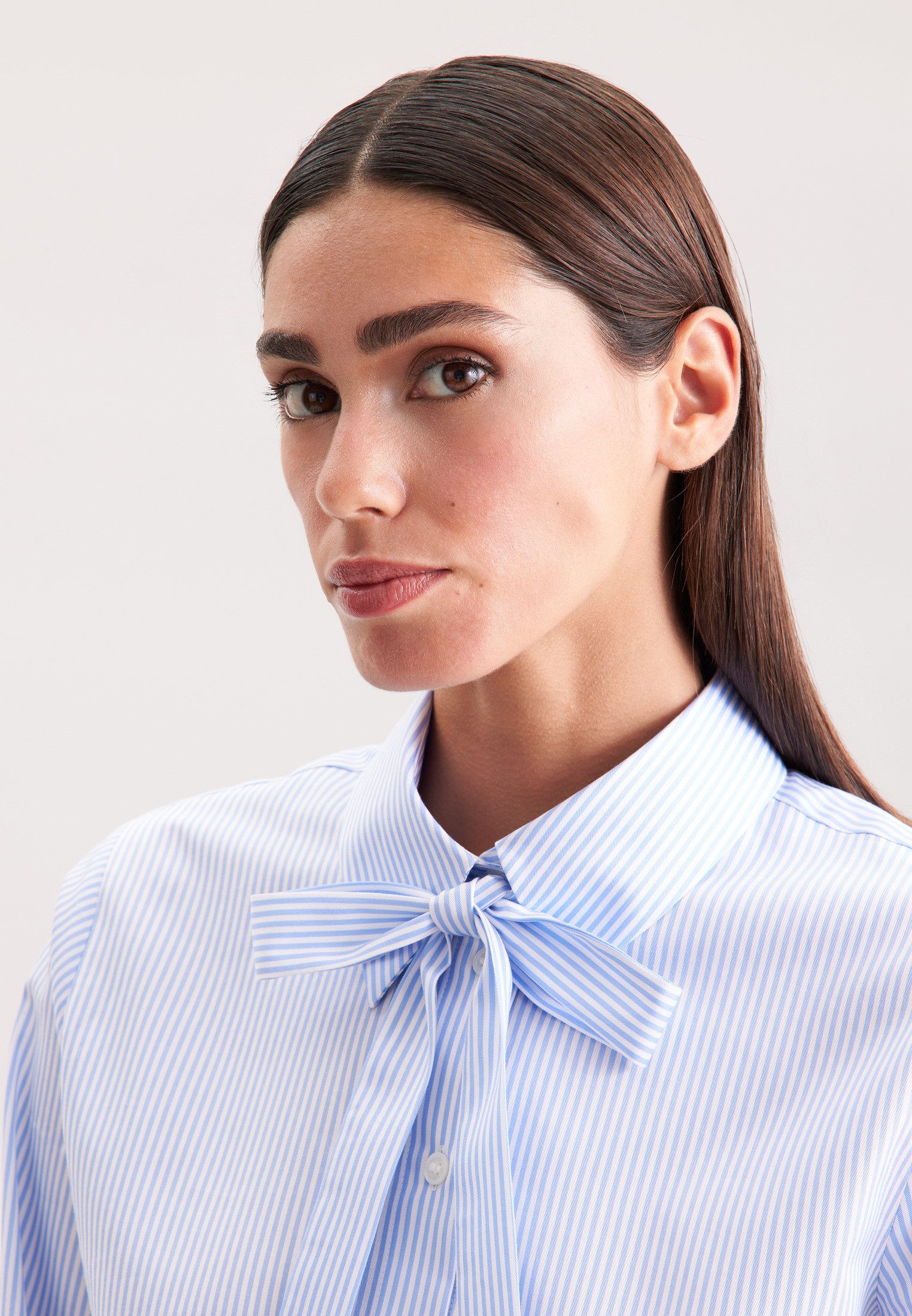 seidensticker Blouse met kraagstrik gestreept