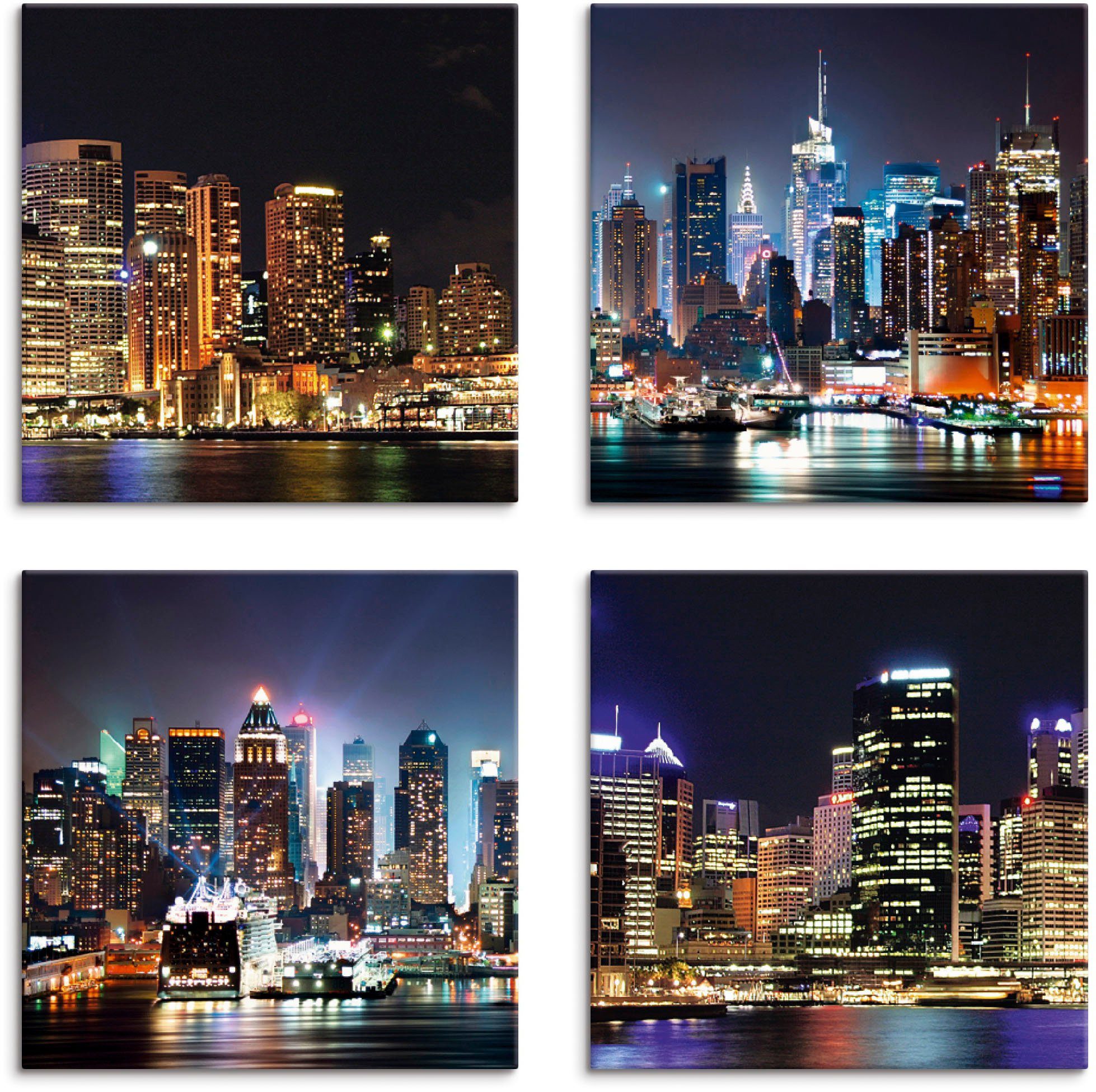 Artland Artprint op linnen Sydney haven en New York Times Square (4 stuks)